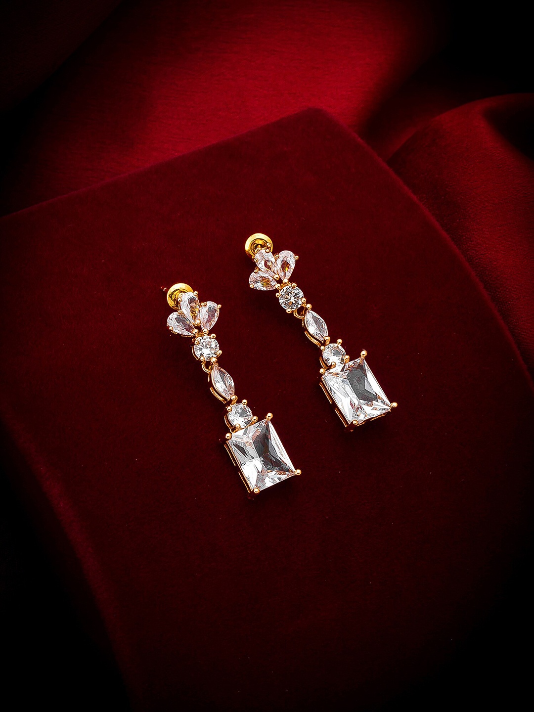 

aadita Gold-Toned Geometric Drop Earrings