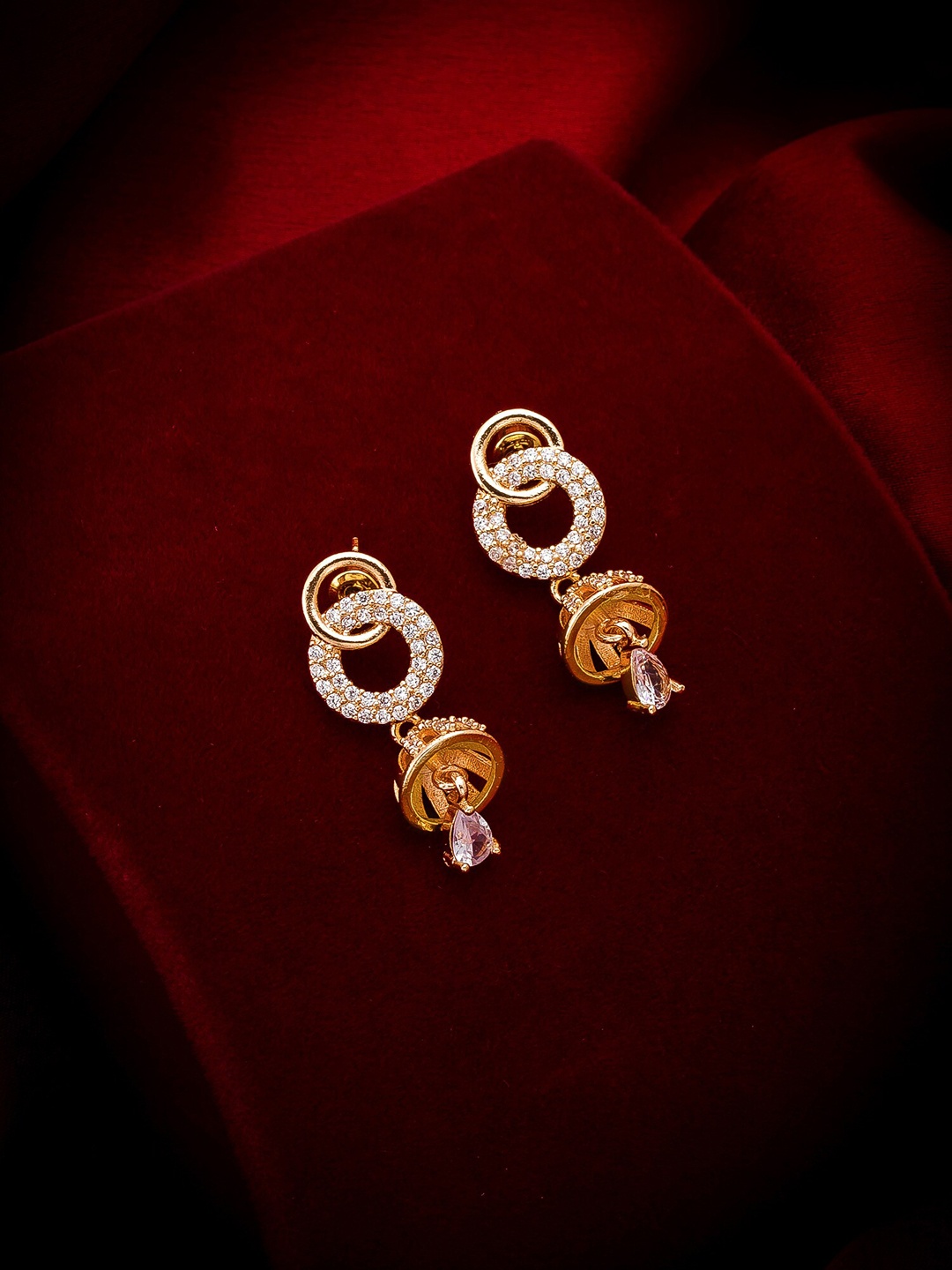 aadita Gold-Toned Circular Drop Earrings