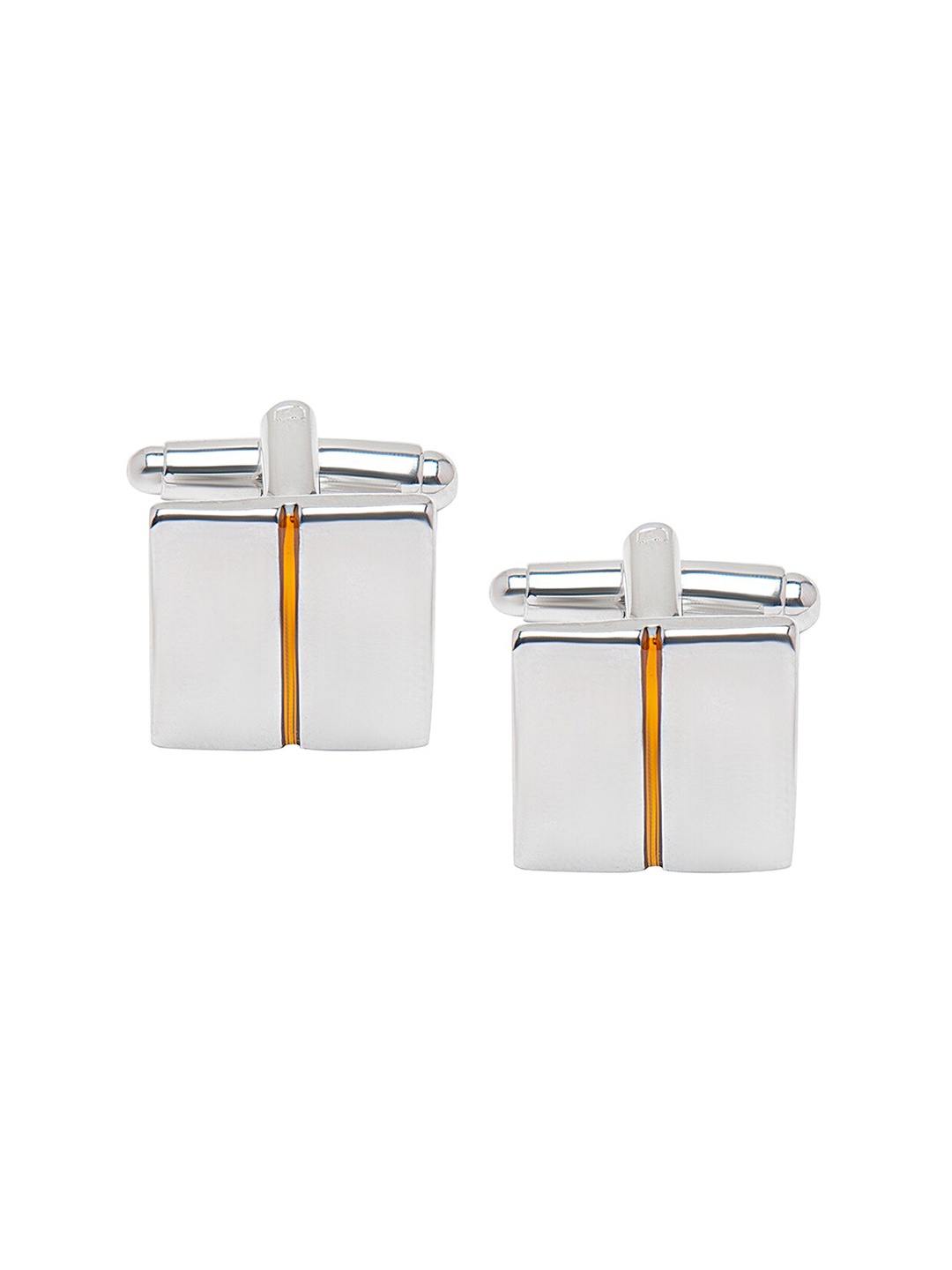 

bodha Silver-Plated & Yellow Cufflink