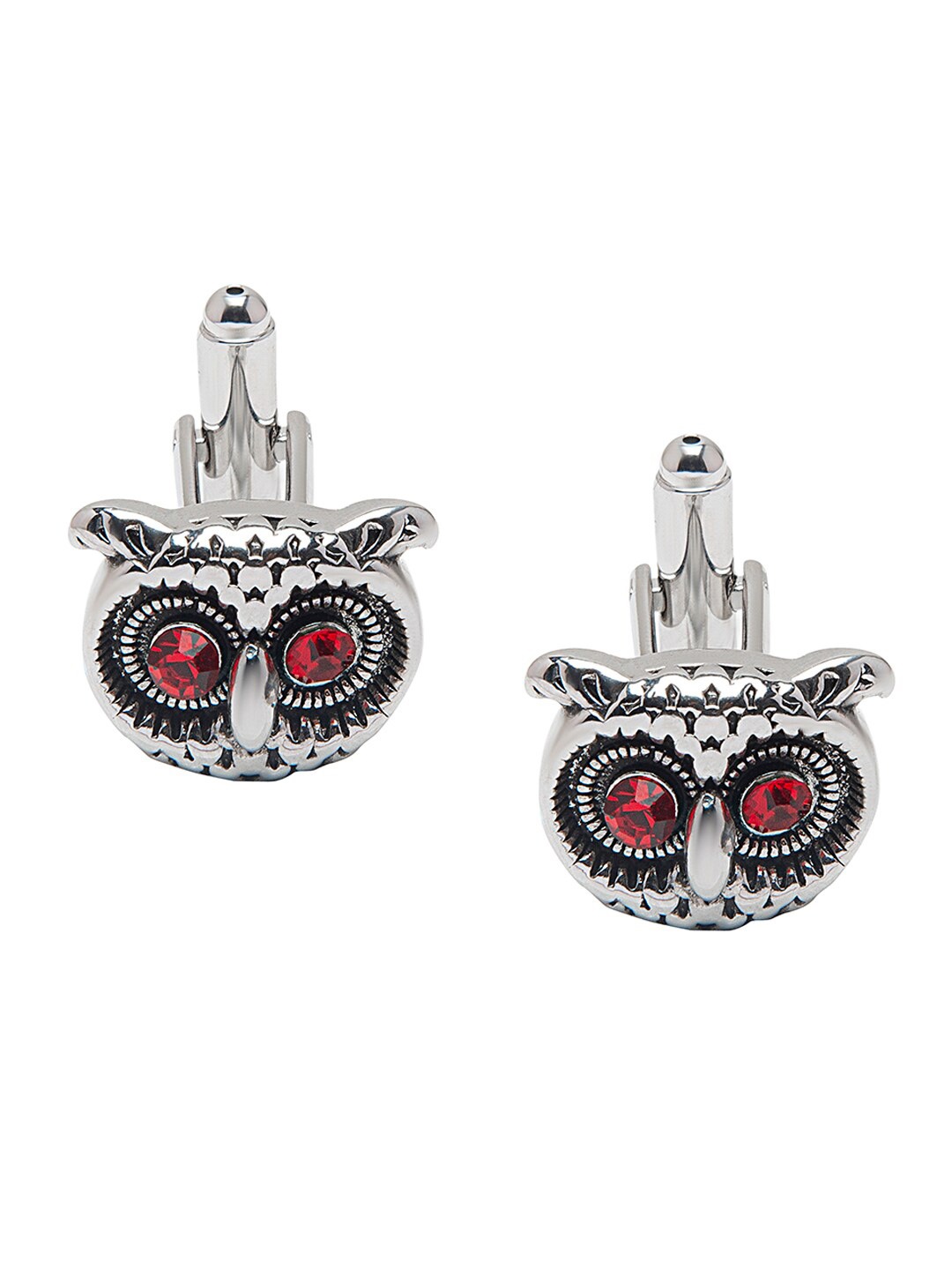 

bodha Silver-Plated & Red Owl Design Cufflink