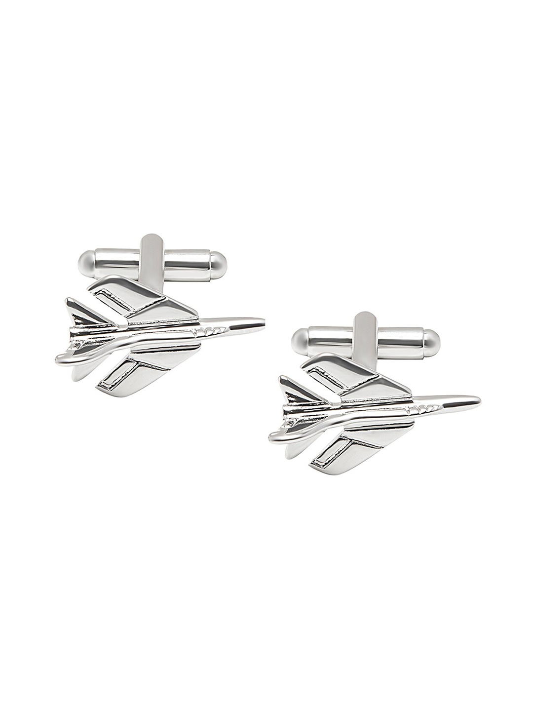 

bodha Silver-Toned Quirky Fighter Aeroplane Jet Cufflink