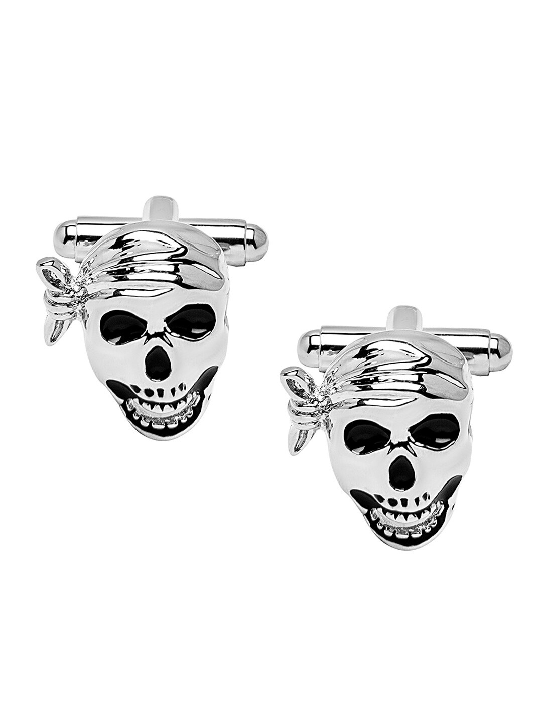 

bodha Silver-Plated Pirate Skull Skeleton Design Cufflink
