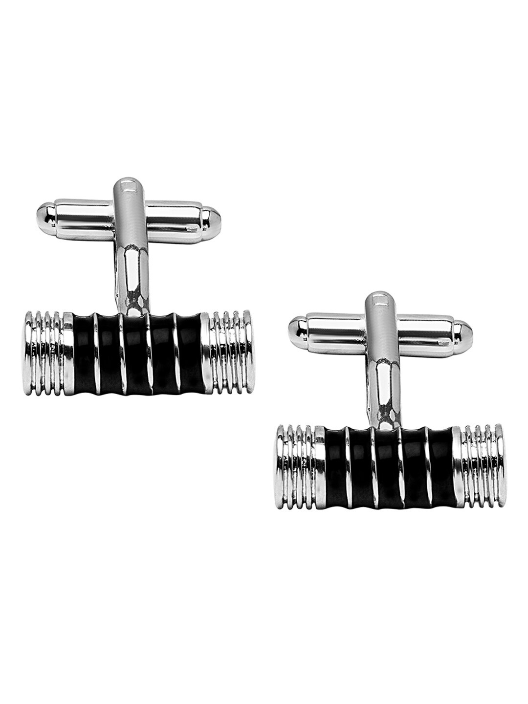 

bodha Silver-Plated & Black Quirky Cufflink