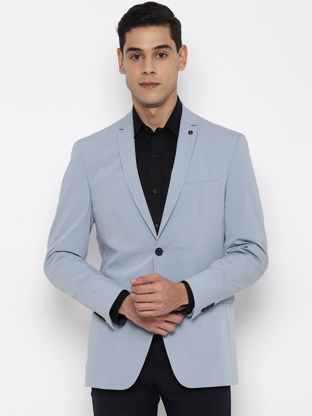 

Allen Solly Men Blue Solid Slim-Fit Single-Breasted Formal Blazer
