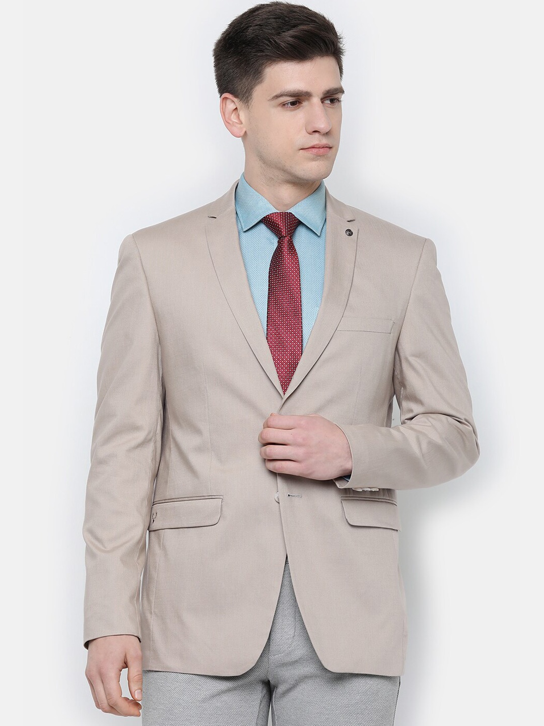 

Allen Solly Men Grey Solid Single Breasted Formal Blazer
