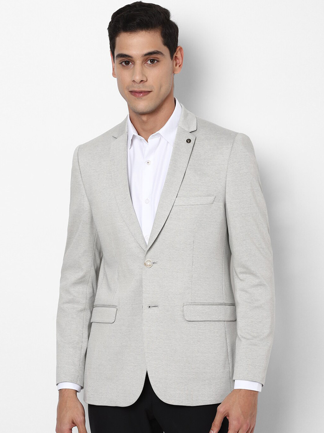 

Allen Solly Men Grey Solid Slim-Fit Single Breasted Formal Blazer