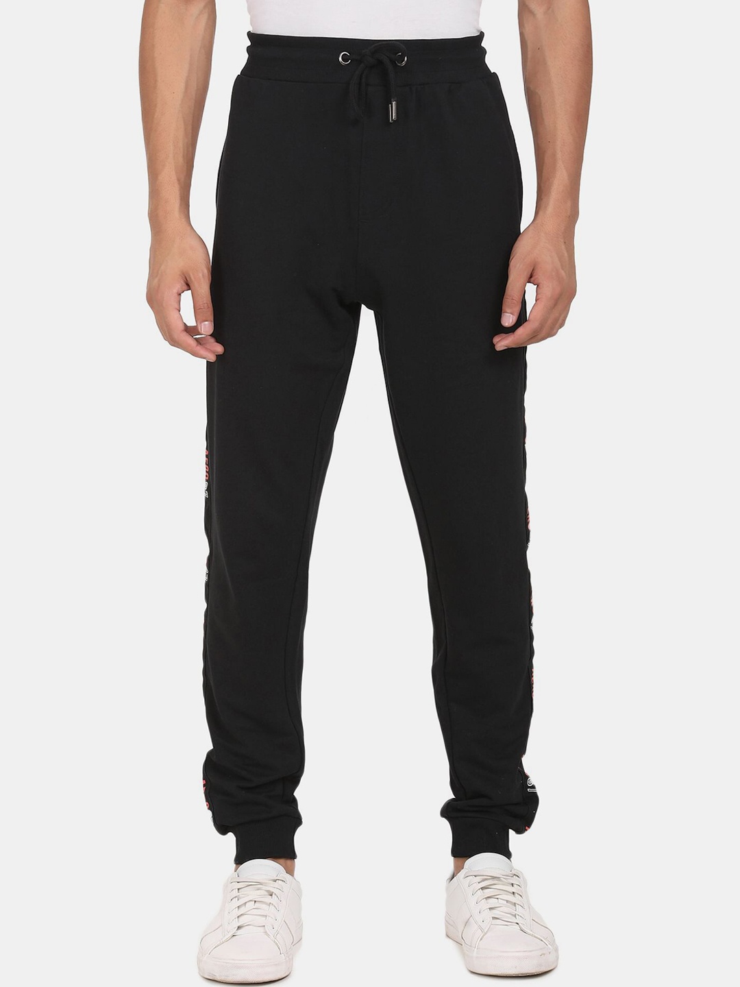 

Aeropostale Men Black Solid Pure Cotton Straight-Fit Joggers