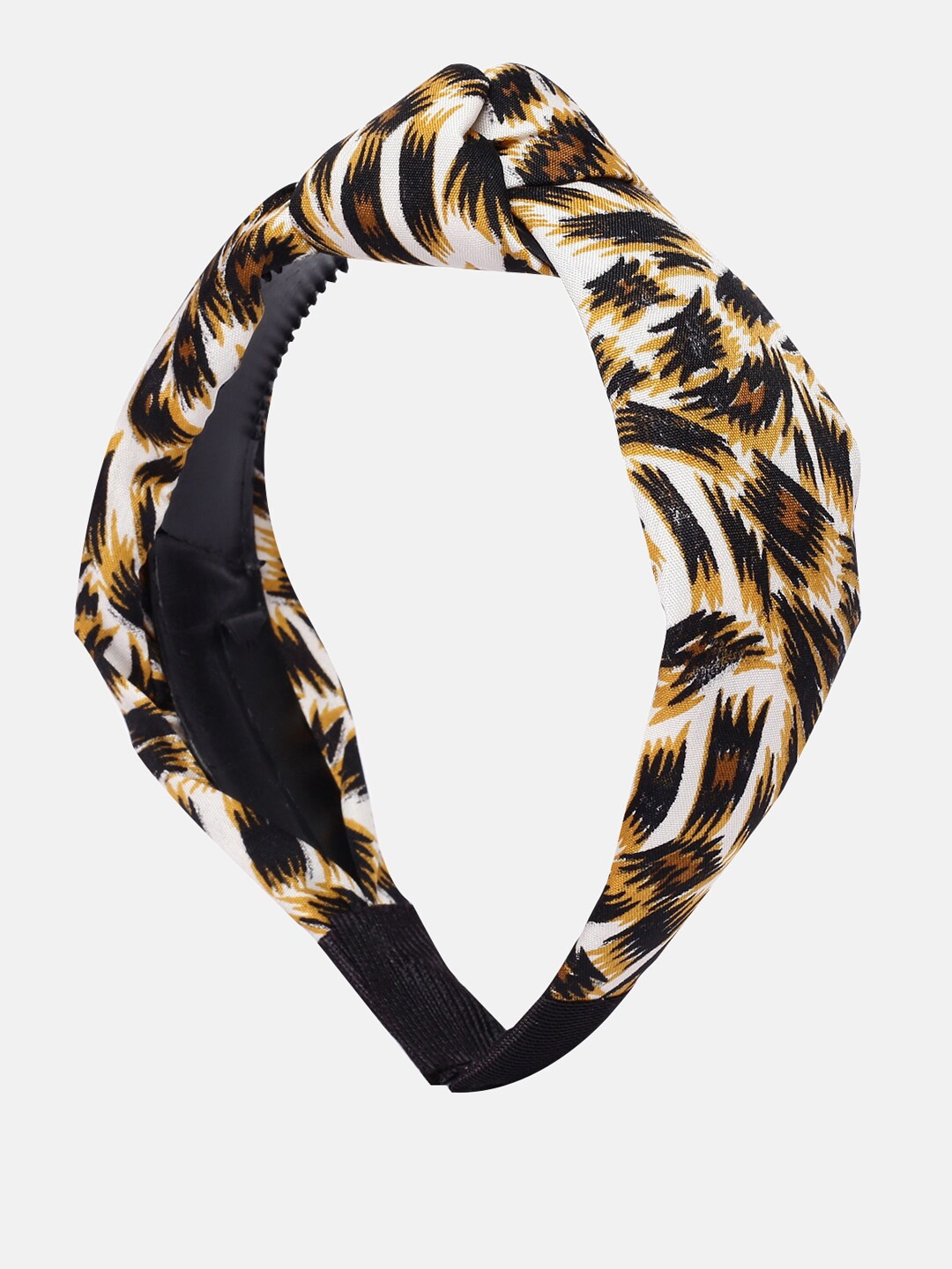 

Kryptic Girls Mustard Yellow & Black Animal Printed Knotted Hairband