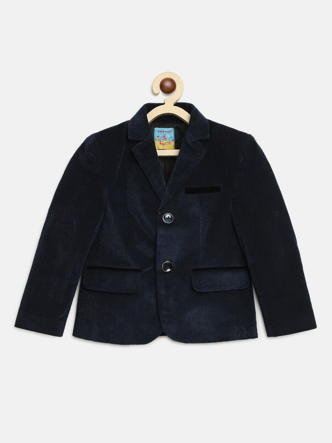 

Nauti Nati Boys Navy Blue Solid Pure Cotton Overcoat