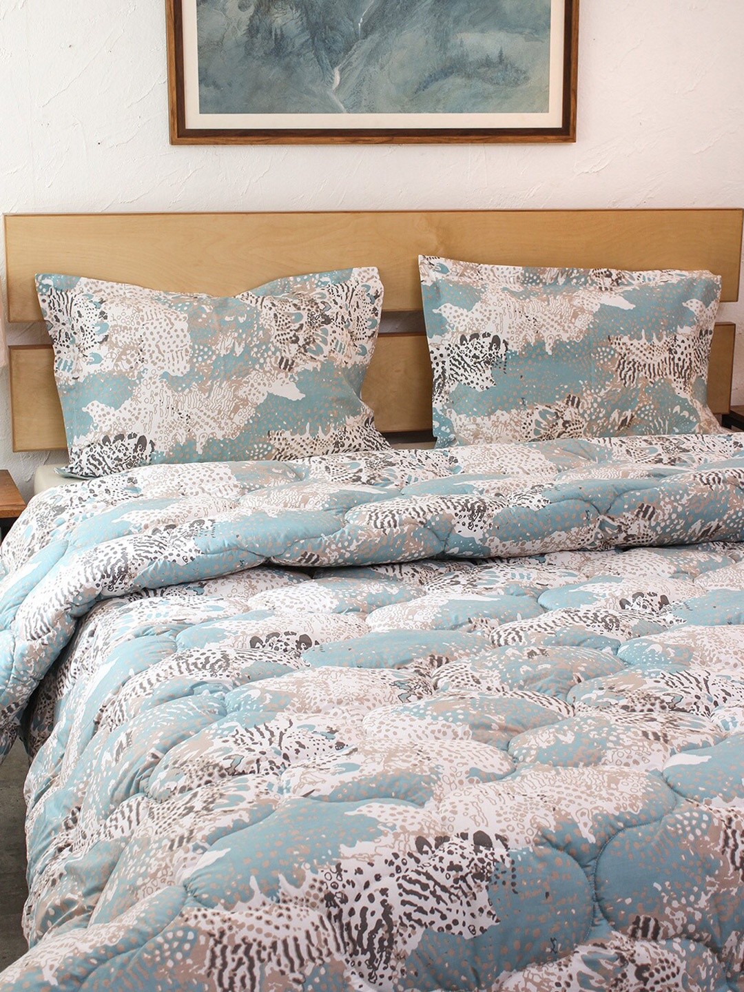 

House This Blue & White Mashak Pure Cotton Heavy Winter 350 GSM Double Bed Comforter