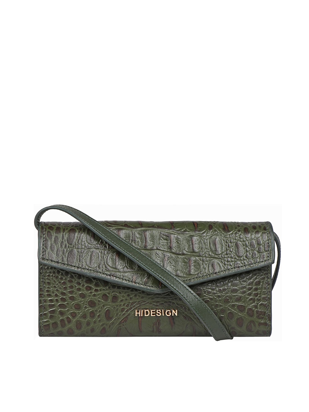 

Hidesign Green Animal Textured Leather Envelope Clutch