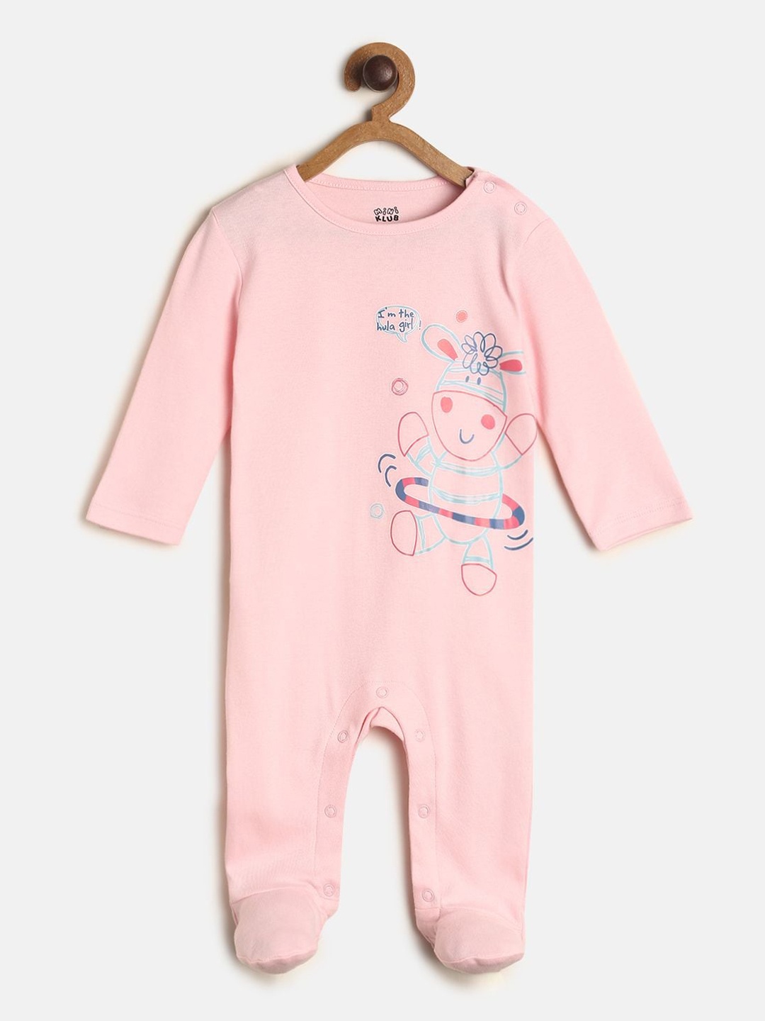 

MINI KLUB Infant Girls Pink & Blue Printed Pure Cotton Sleepsuit