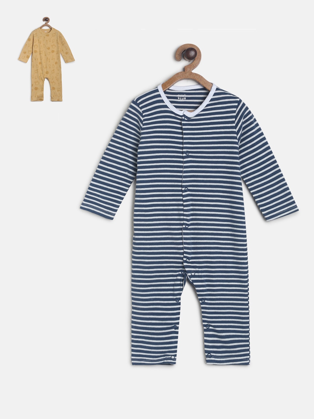 

MINI KLUB Infant Boys Multicolour Pack of 2 Pure Cotton Rompers, Multi