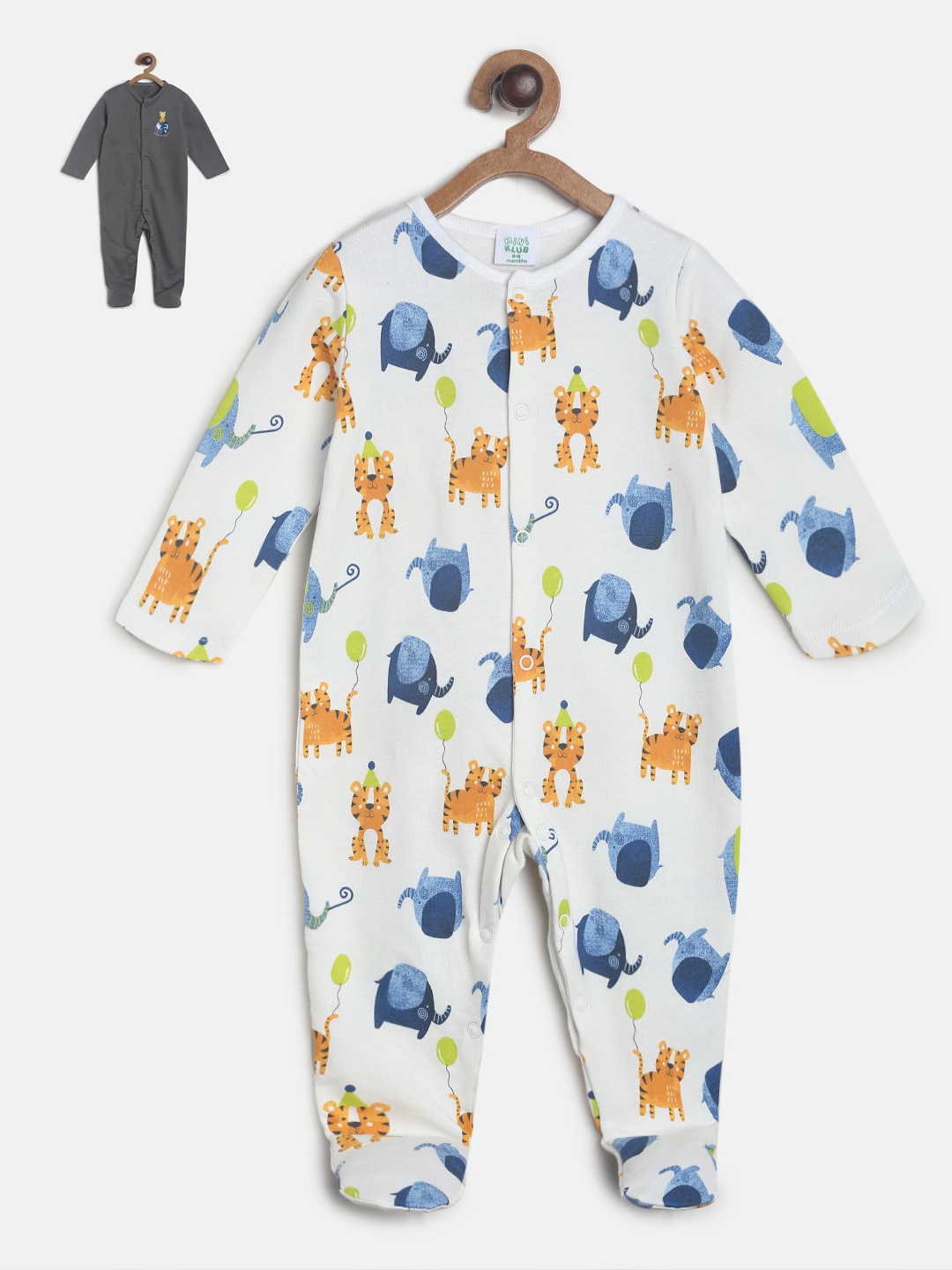 

MINI KLUB Infant Boys Pack Of 2 Printed Sleepsuit, White