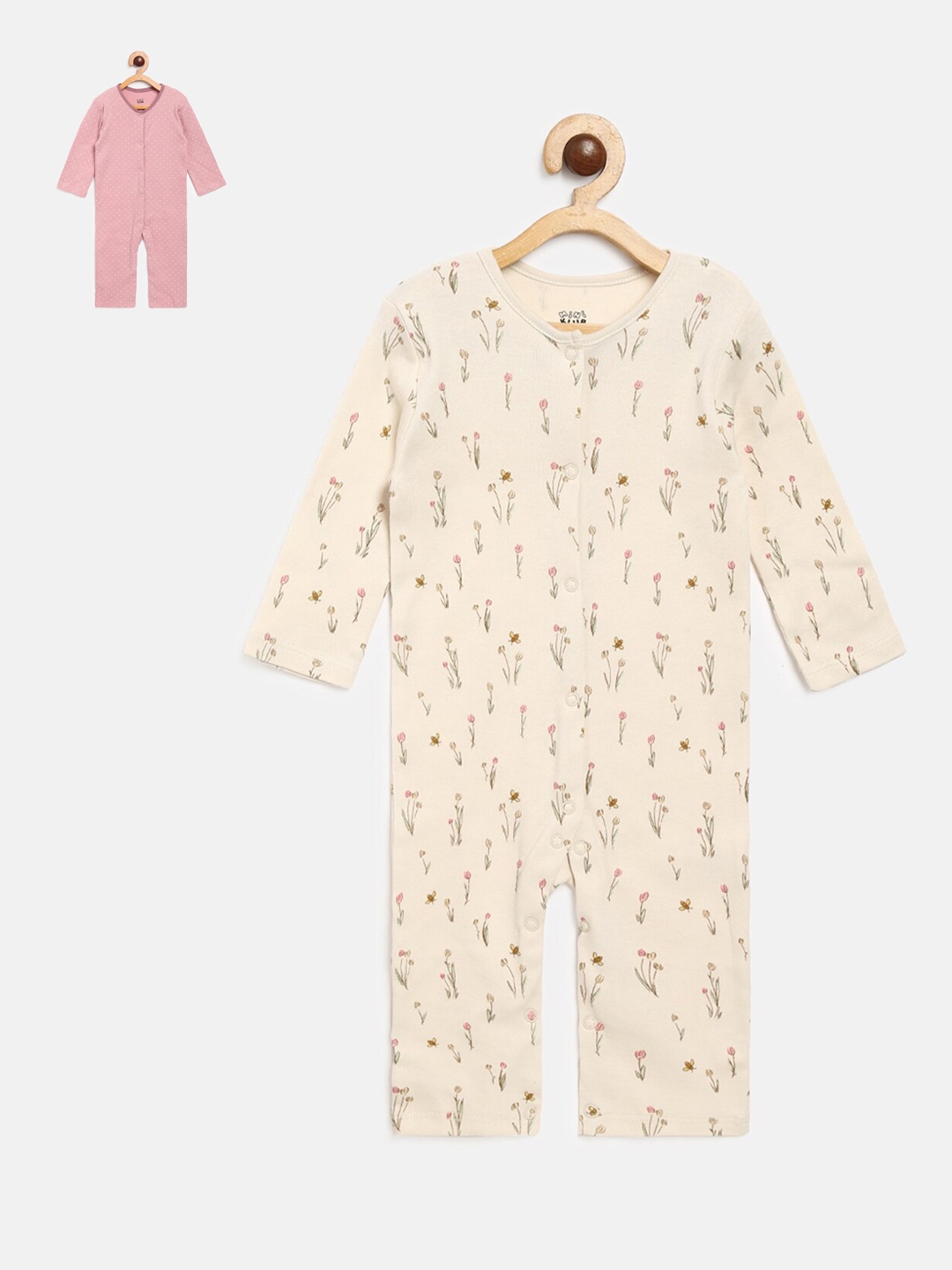 

MINI KLUB Infant Girls Pack of 2 Pure Cotton Rompers, Pink