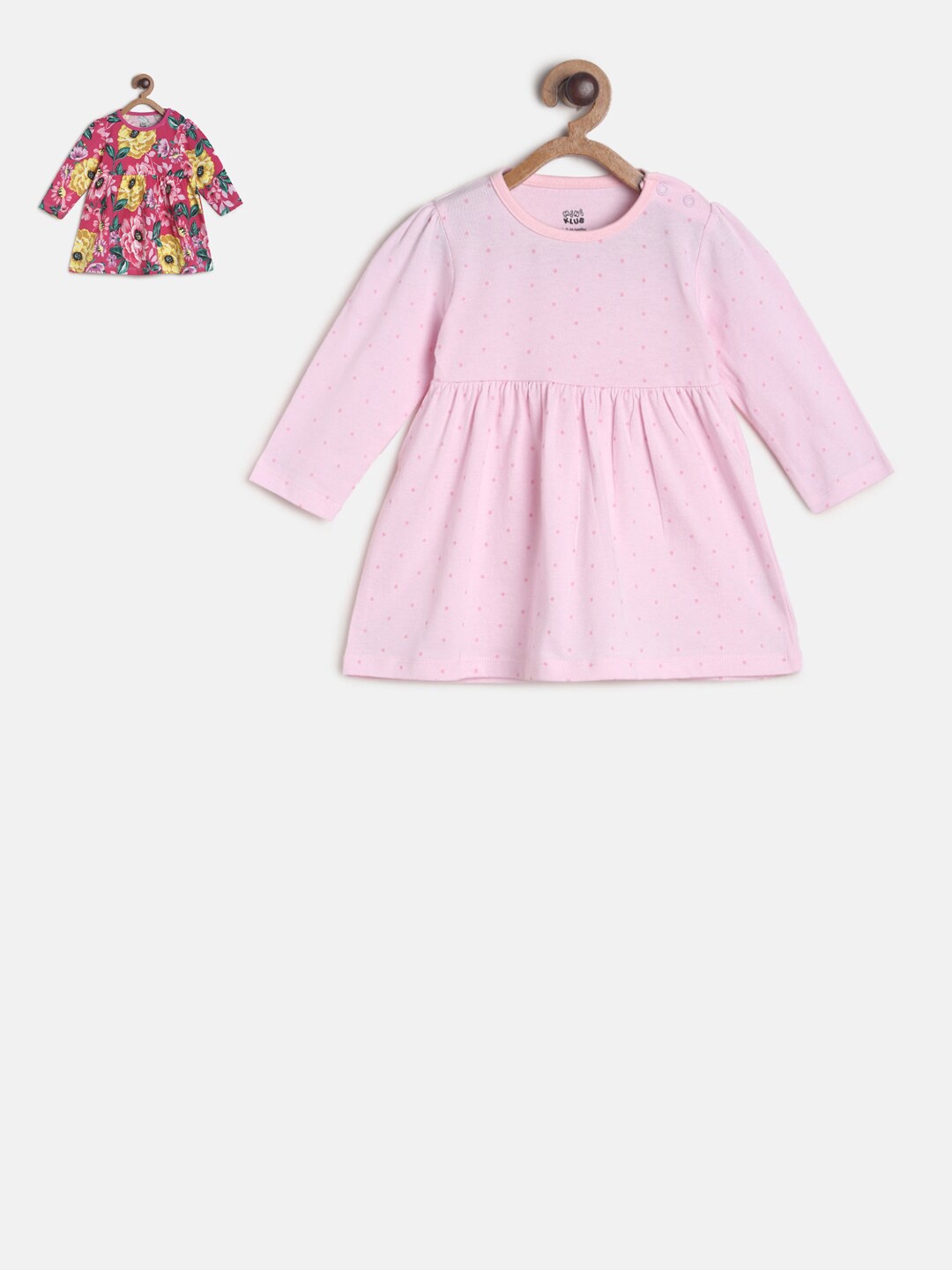 

MINI KLUB Multicoloured Pack of 2 Pure Cotton T-shirt Dressses, Pink