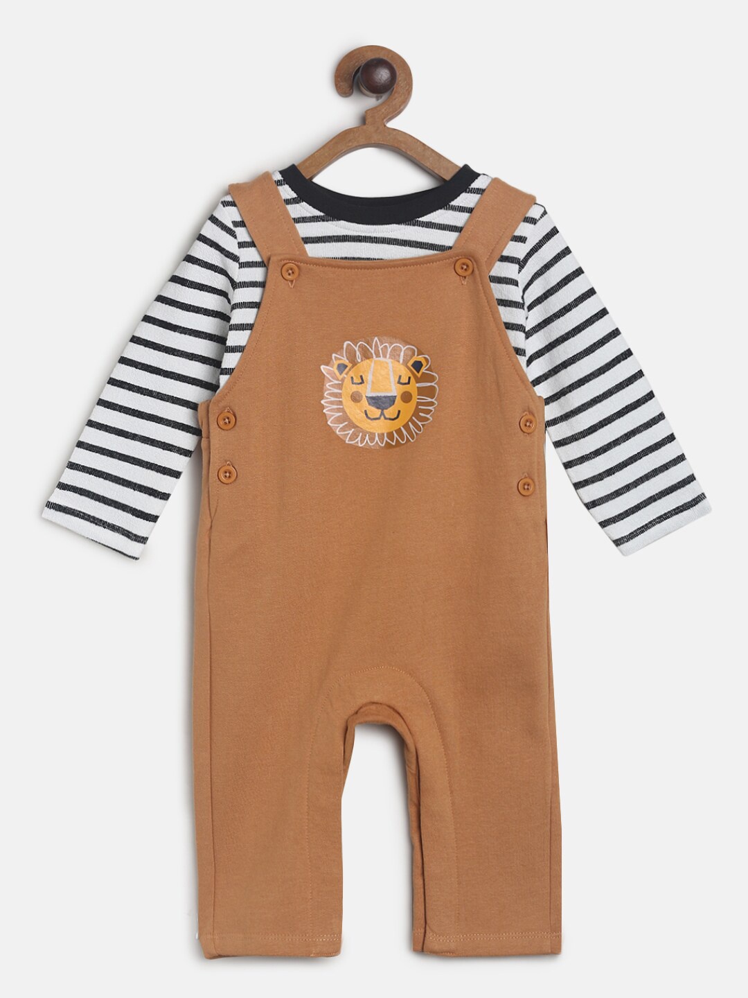 

MINI KLUB Boys Pure Cotton T-shirt With Dungarees, Yellow