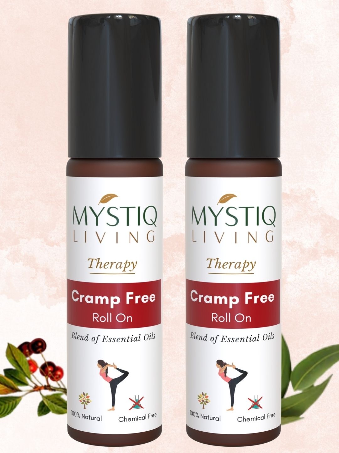 

MYSTIQ LIVING Pack of 2 Therapy - Cramp Free Roll On - 10 ml Each, Pink