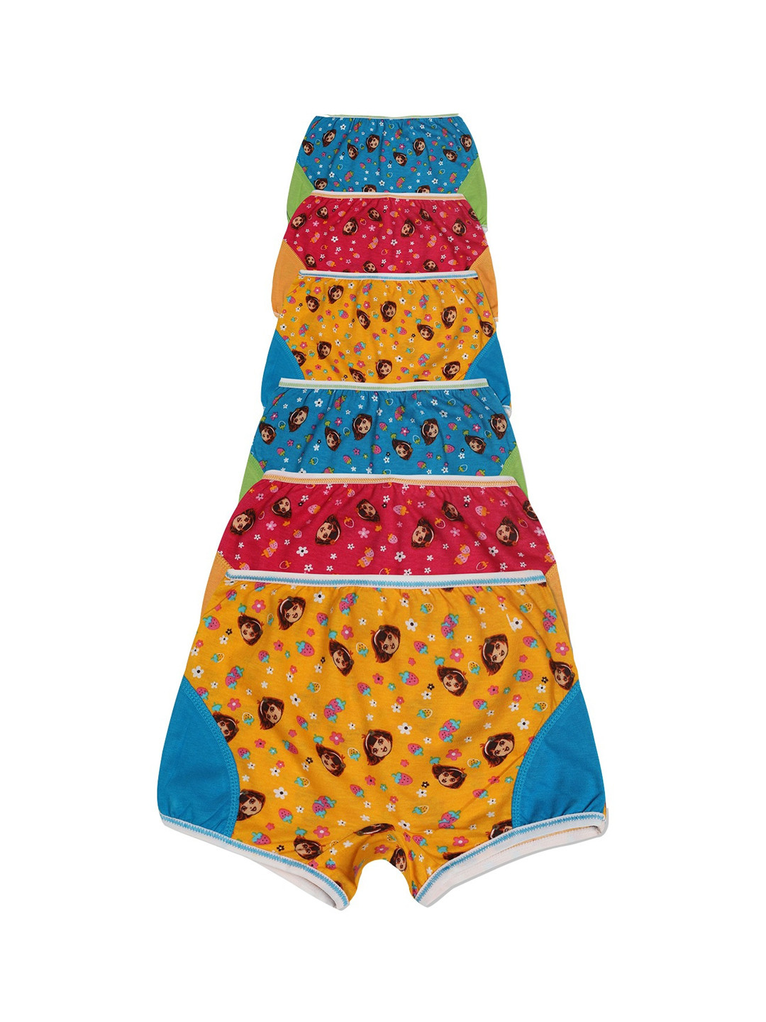 

Red Rose Girls Pack Of 6 Dora Printed Cotton Boxer Style Briefs - BABY140PO6, Multi