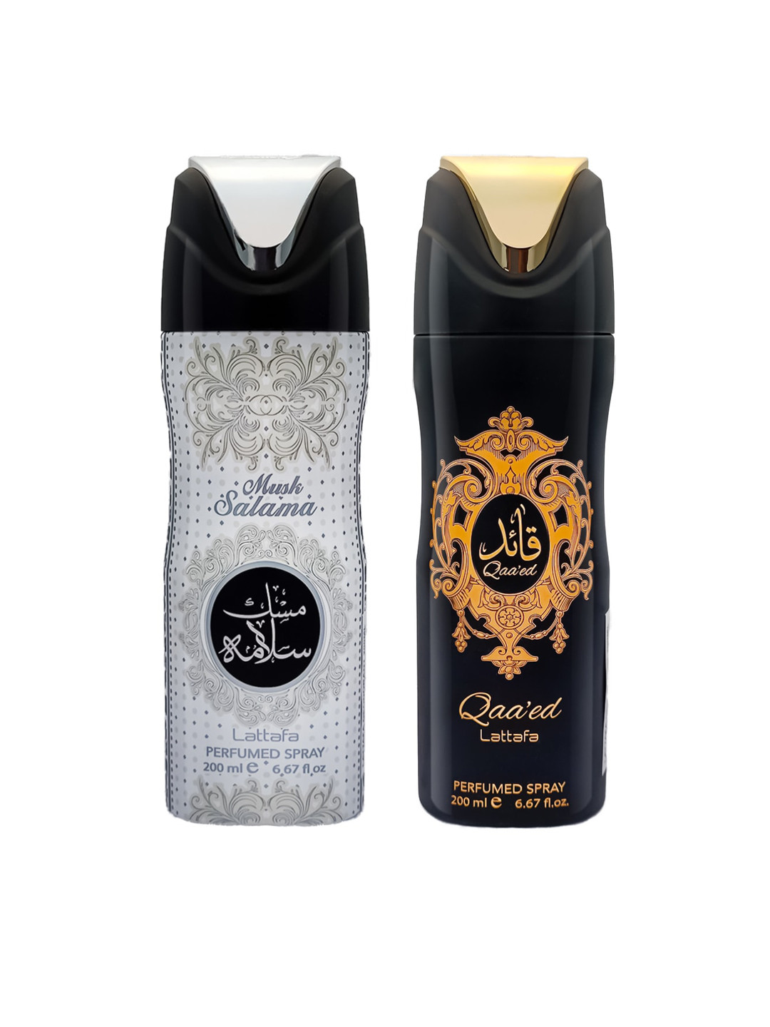 

Lattafa Set Of 2 Musk Salama & Qaeed Perfumed Body Spray Deodorant-200ml, White