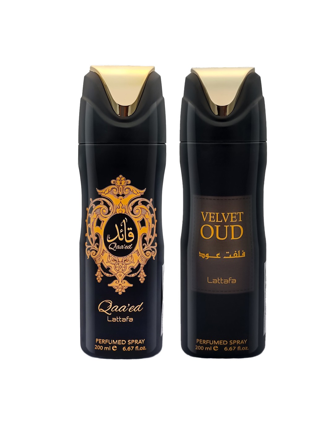 

Lattafa Set Of 2 Qaeed & Oud Perfumed Body Spray Deodorant - 200ml, Black