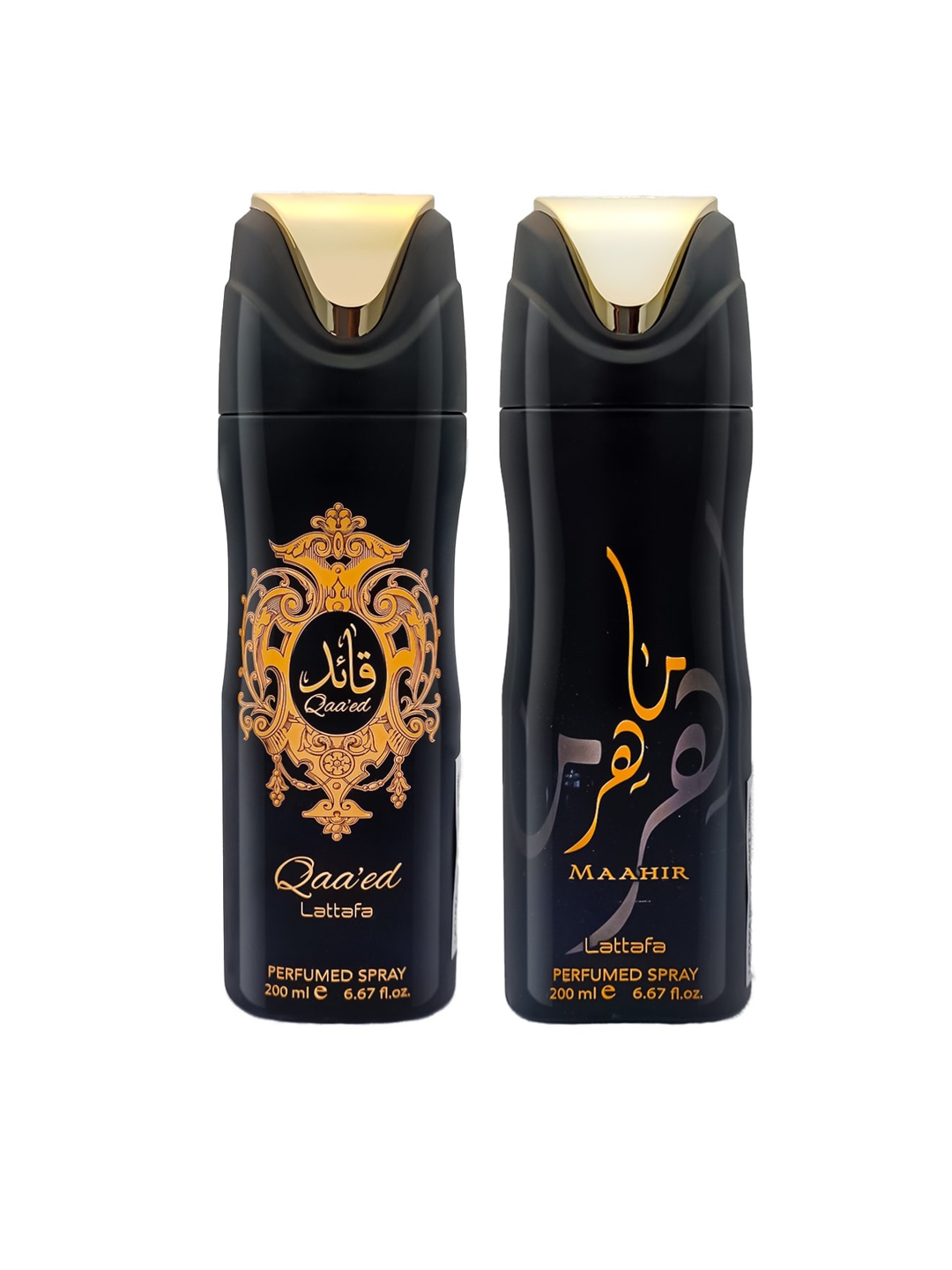 

Lattafa Set Of 2 Black Qaeed & Maahir Perfumed Body Spray Deodorant - 200ml each