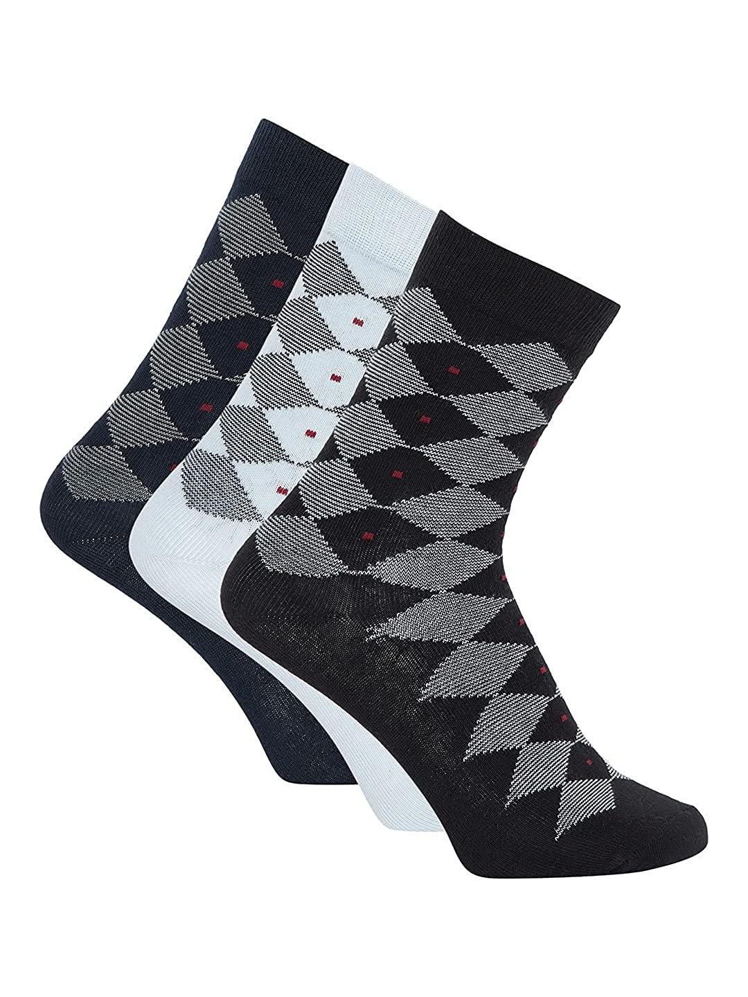 

JUMP USA Men Pack Of 3 Patterned Above-Ankle Socks, Navy blue