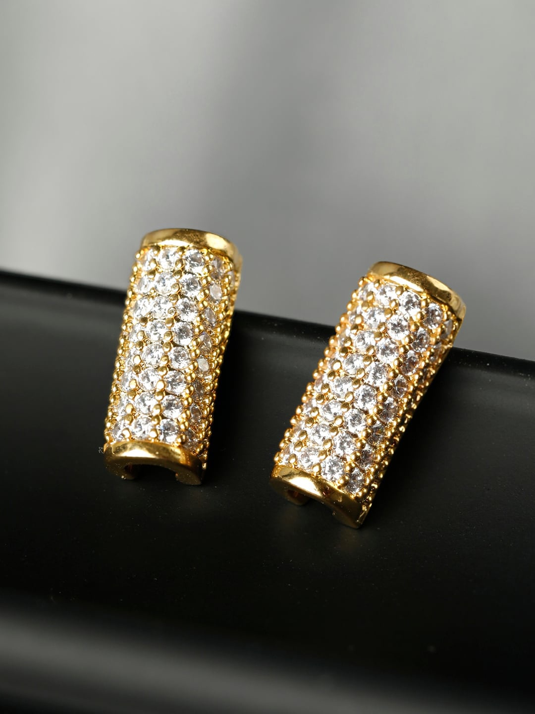 

SHEER by Priyaasi Gold-Toned 92.5 Sterling Silver Geometric Studs Earrings