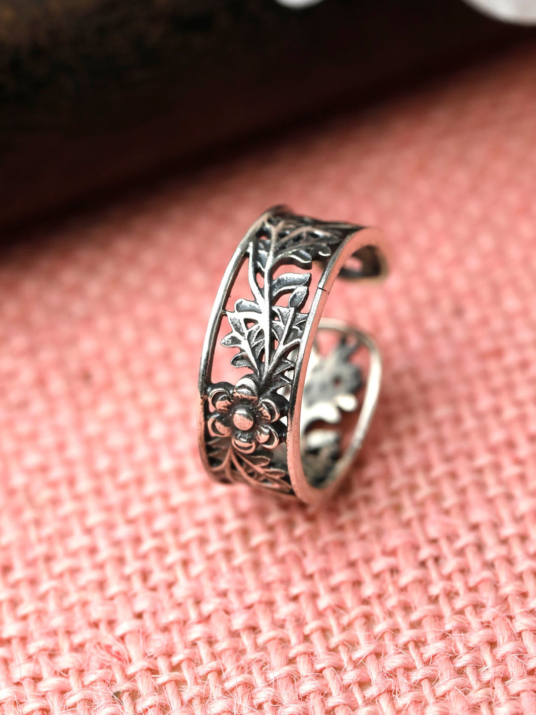 

SHEER by Priyaasi Oxidised Silver-Plated 925 Sterling Silver Finger Ring