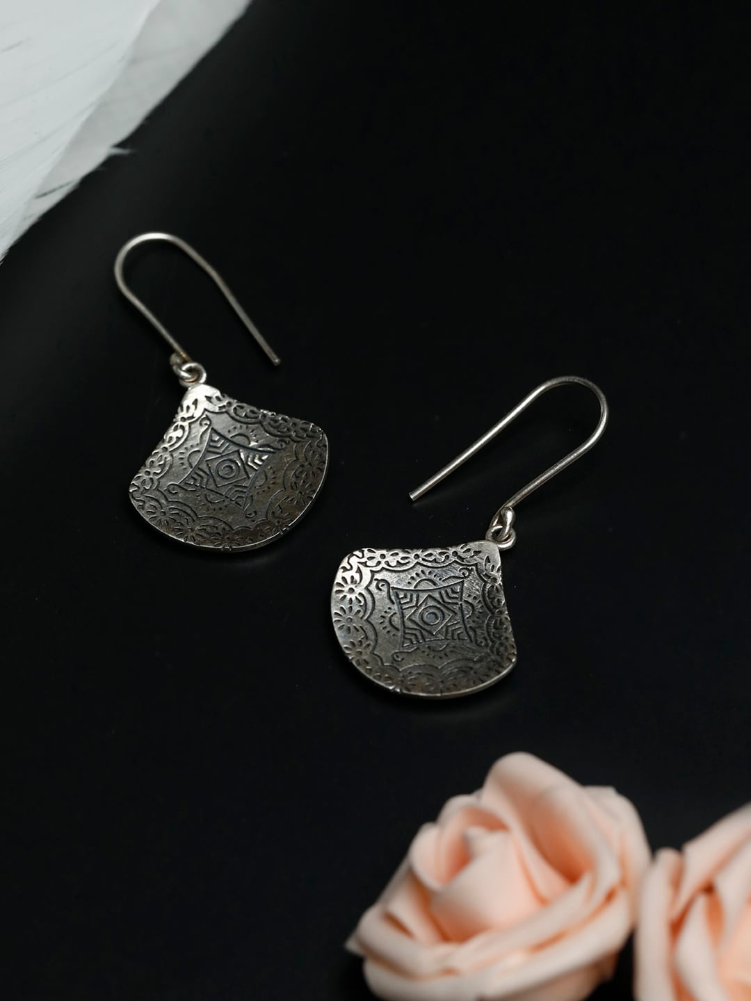 

SHEER by Priyaasi 92.5 Sterling Silver Oxidised Contemporary Drop Earrings