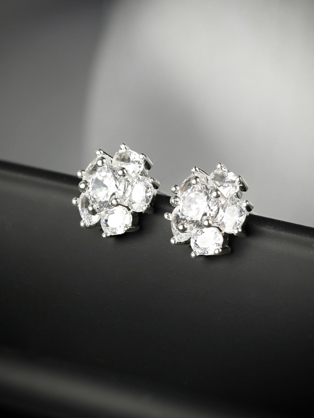 

SHEER by Priyaasi Silver-Toned 925 Sterling Silver Floral Studs