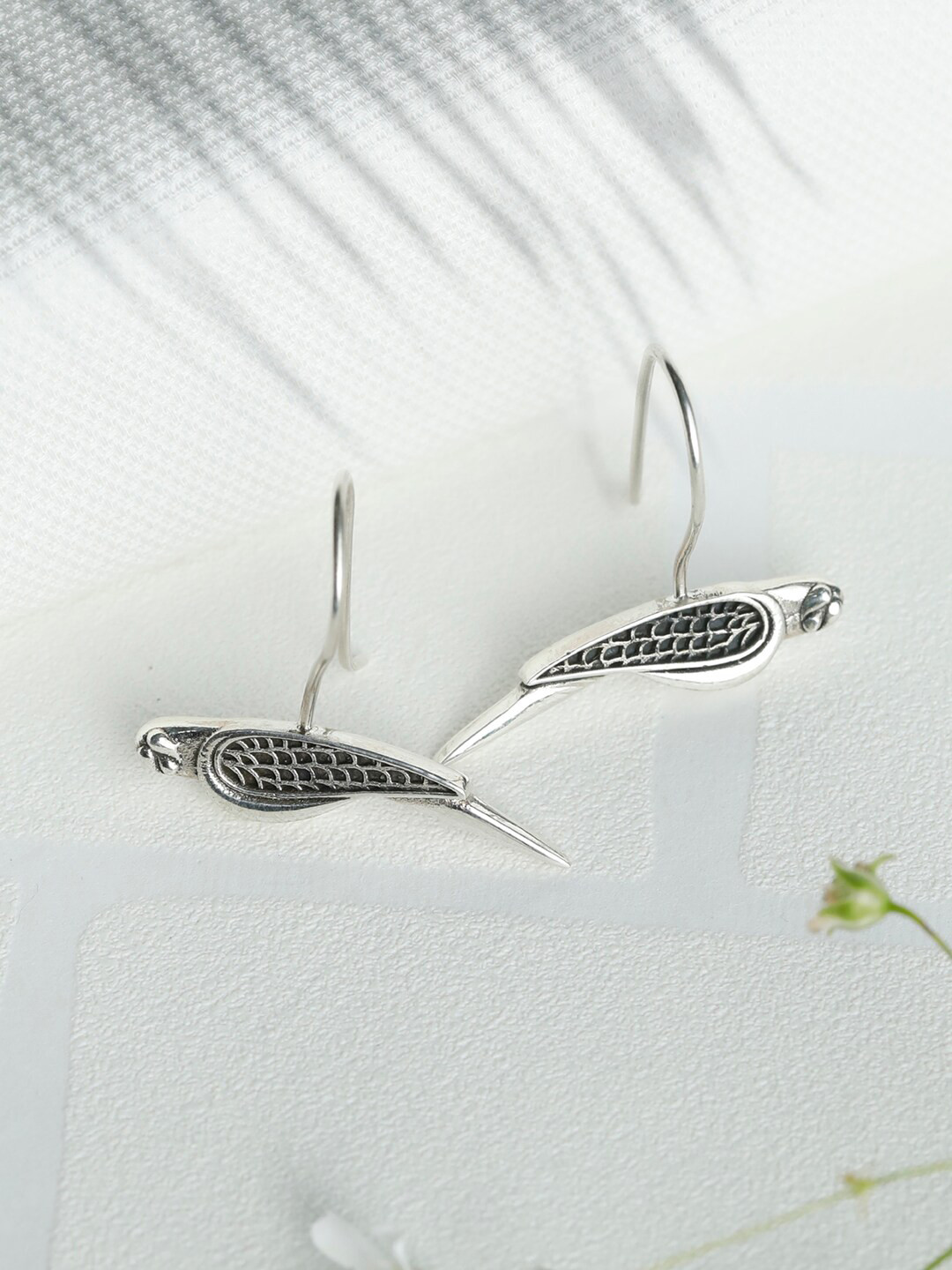 

SHEER by Priyaasi 92.5 Sterling Silver Oxidised Parrot Earrings