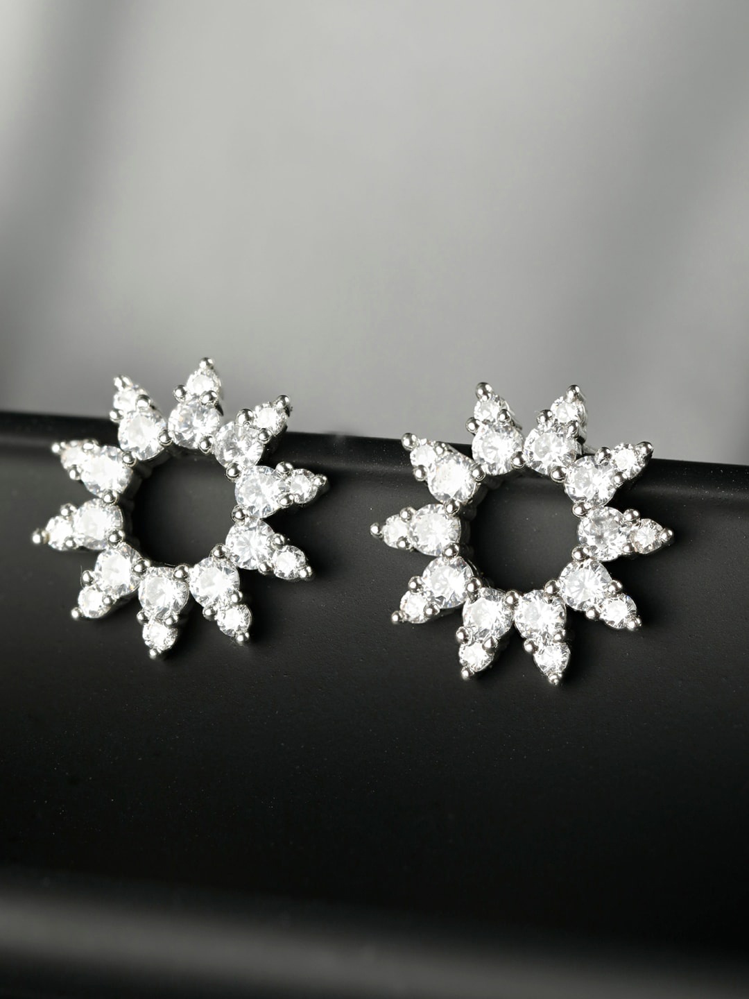 

SHEER by Priyaasi 925 Sterling Silver & White Floral Studs Earrings