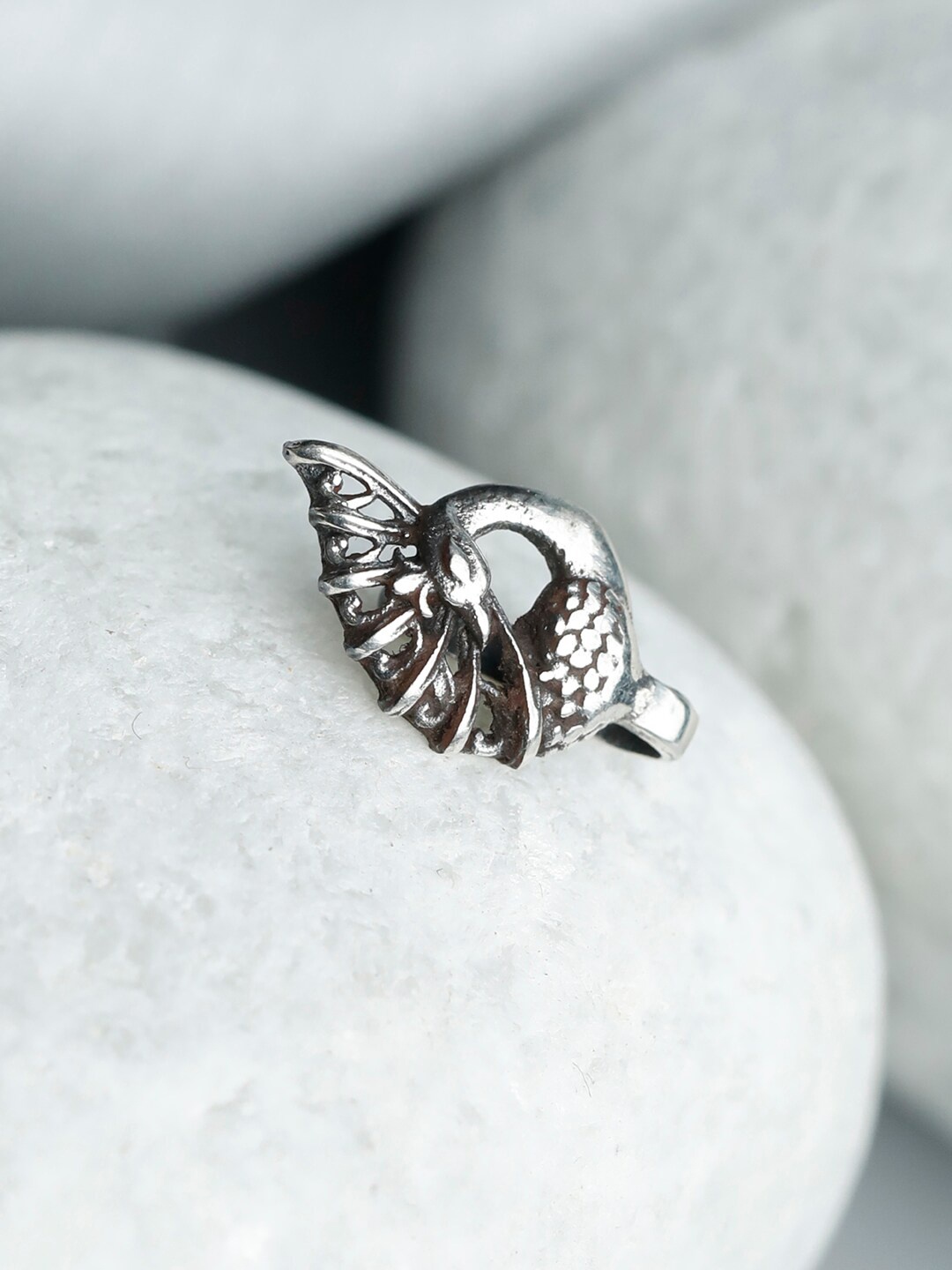 

SHEER by Priyaasi Oxidised Silver-Plated 92.5 Sterling Silver Nose Pin