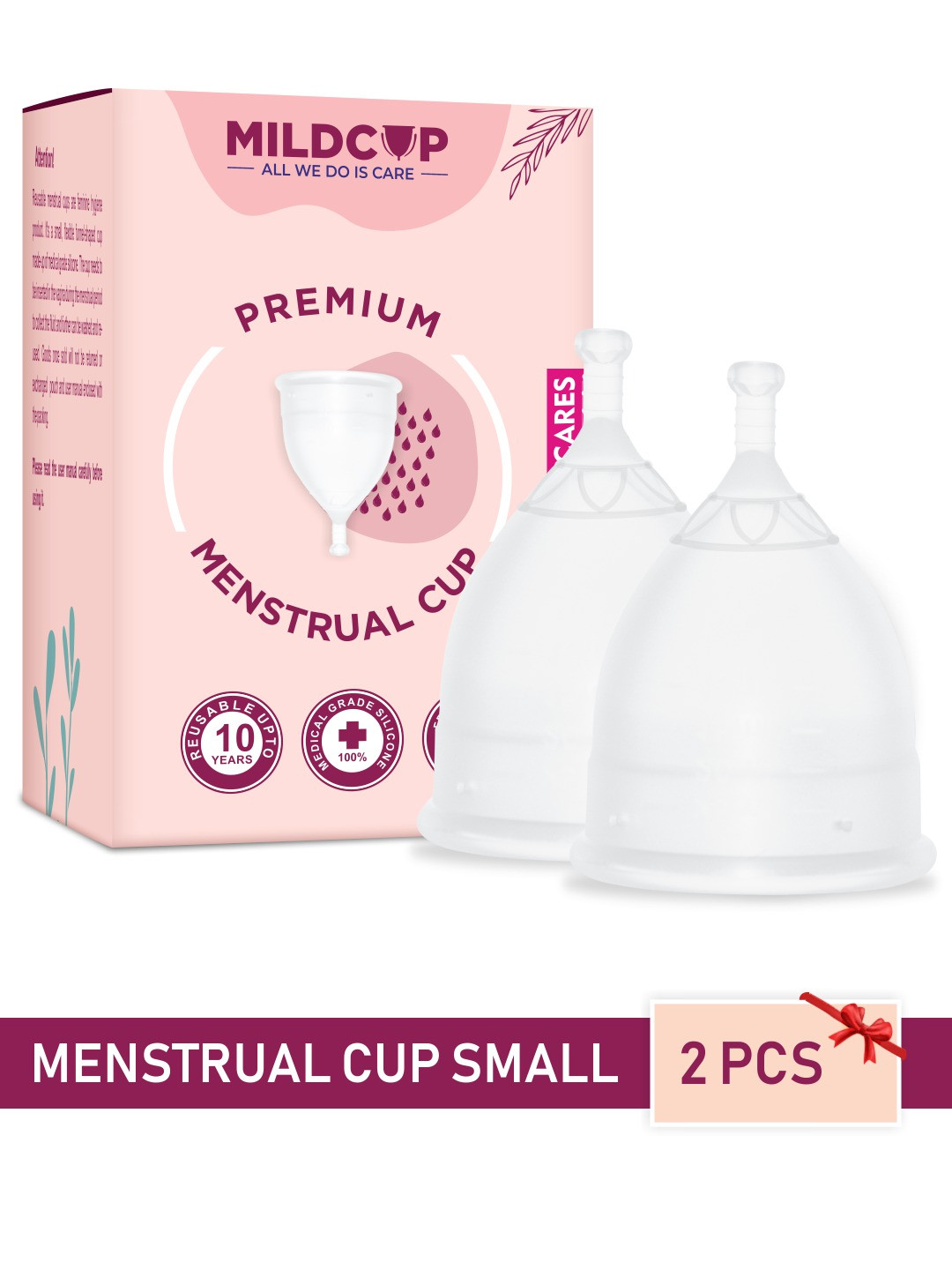 

MILDCUP Set of 2 Reusable FDA Approved Menstrual Cup - Small, Transparent