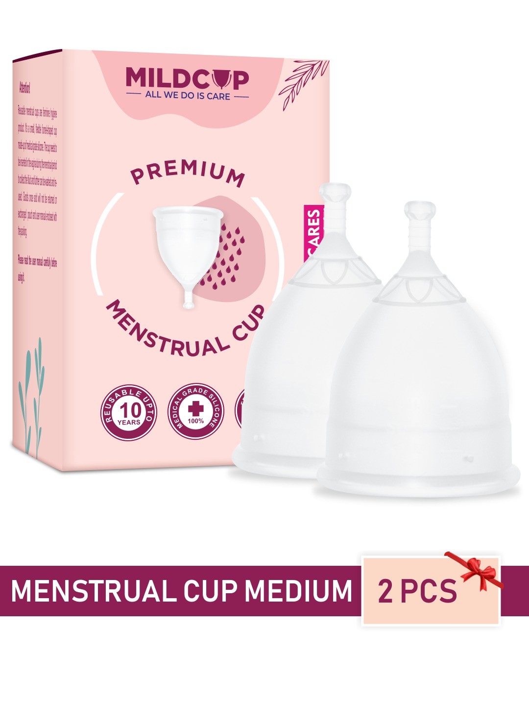 

MILDCUP 2 Reusable FDA Approved Medium Menstrual Cup, Transparent