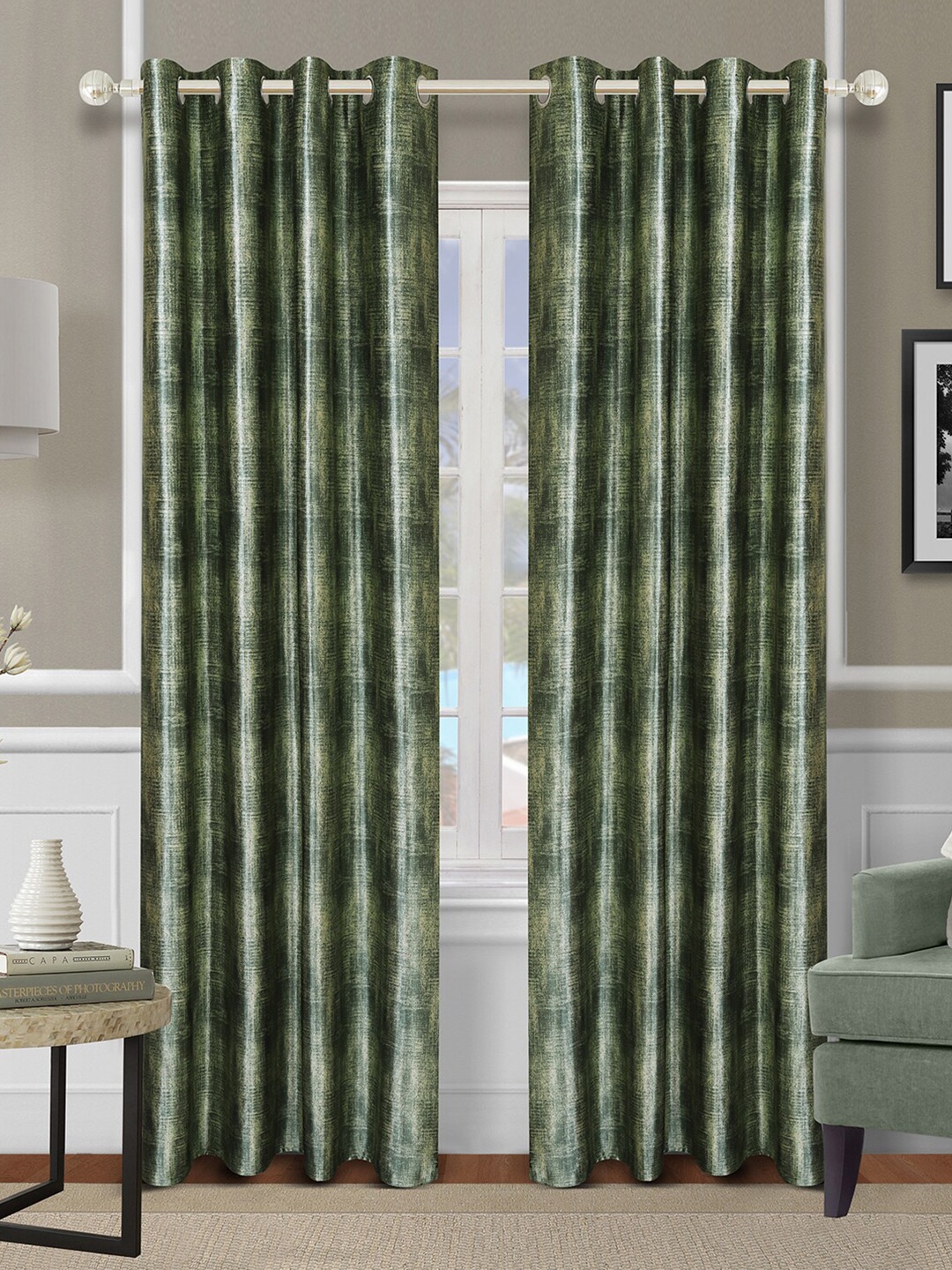 

ROMEE Green Set of 2 Room Darkening Long Door Curtain