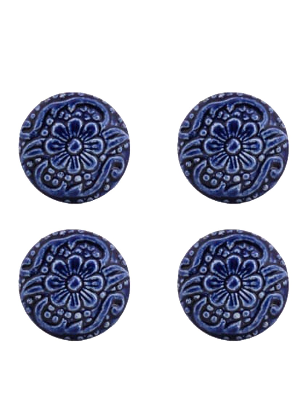 

The Decor Mart Set Of 4 Blue Ceramic Decorative Knobs