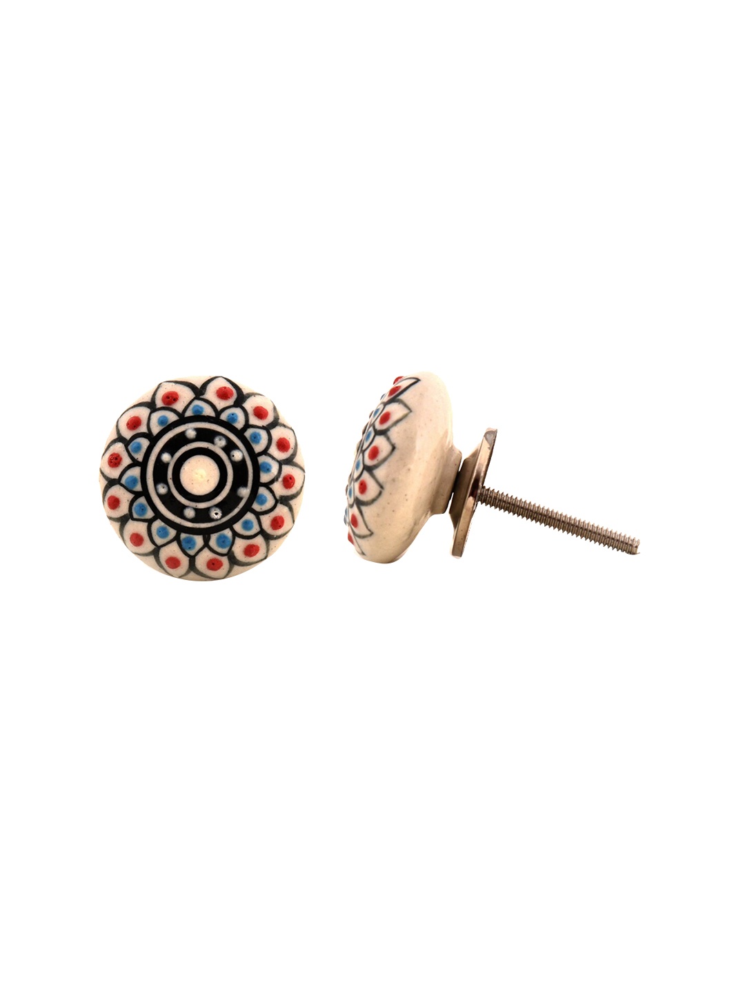 

The Decor Mart Set of 4 Beige & Red Ceramic Knobs