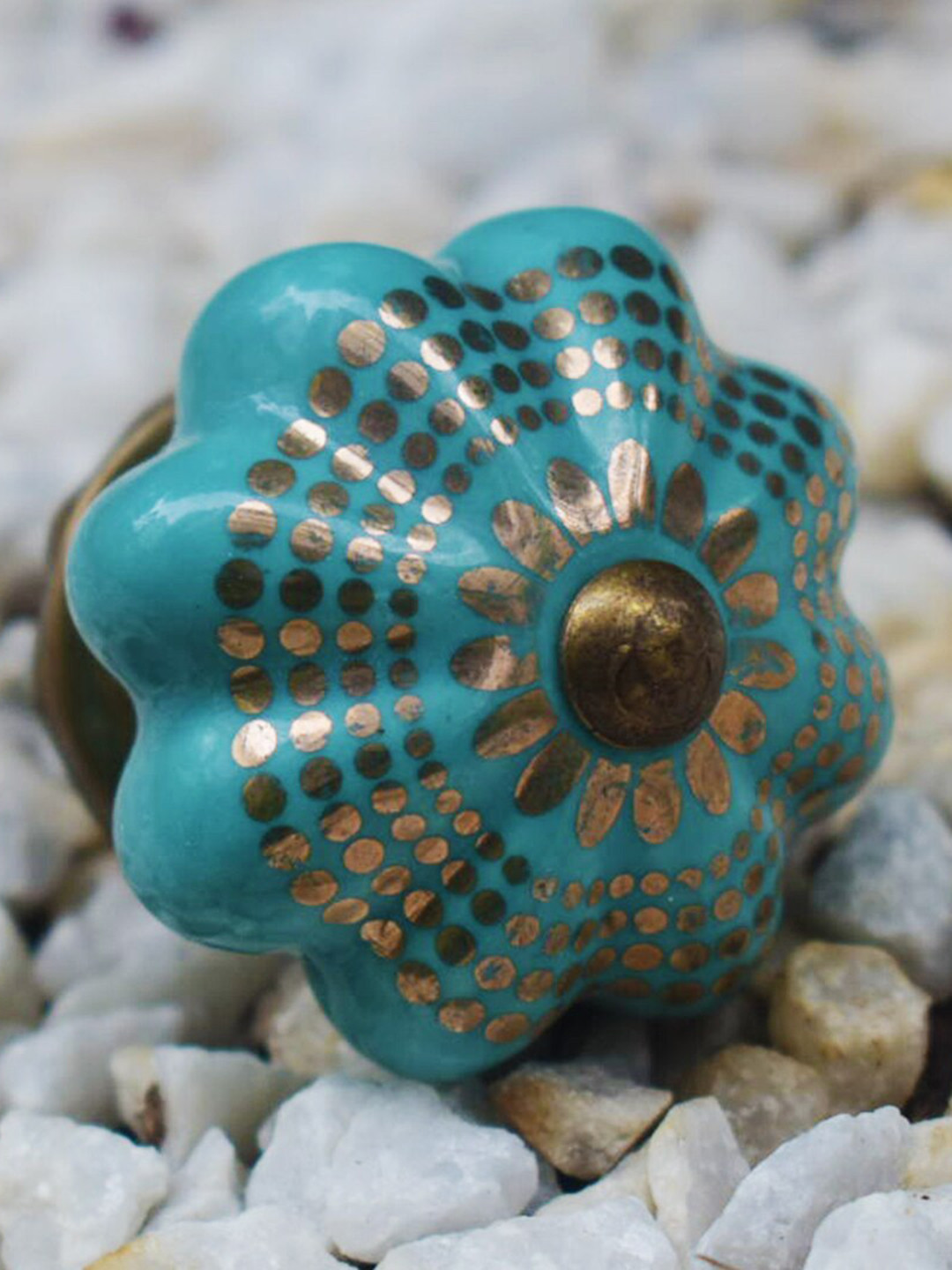

The Decor Mart Set Of 4 Blue Textured Ceramic Decorative Knobs