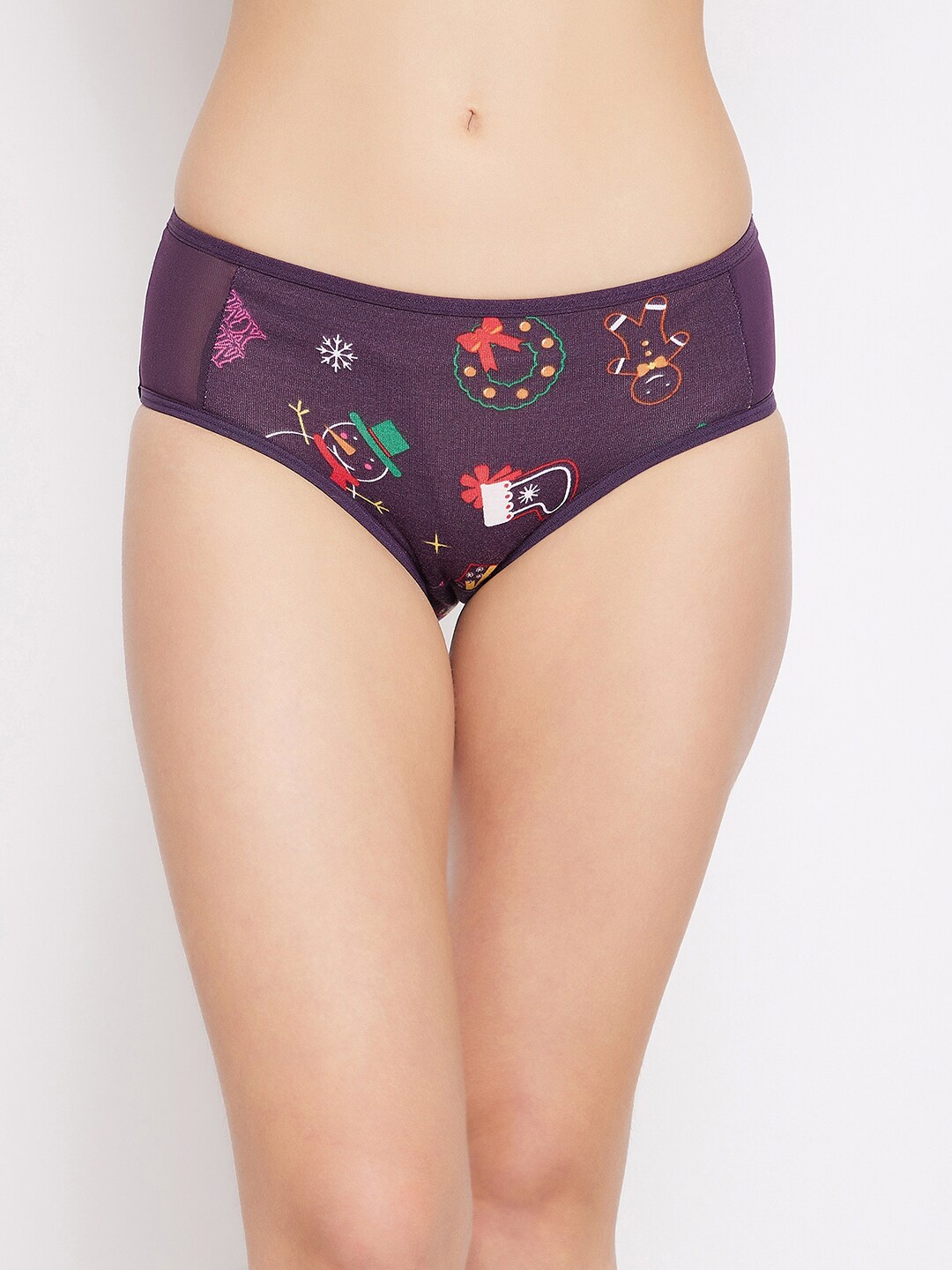 

Clovia Women Purple & Red Printed Cotton Hipster Briefs
