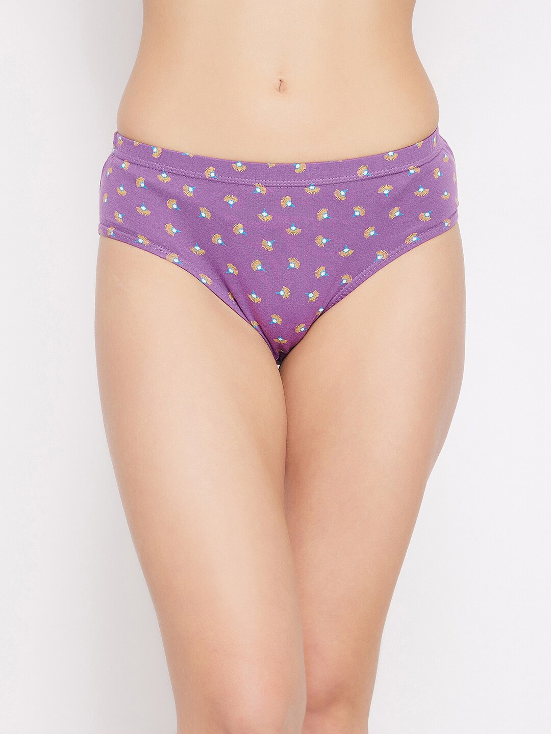 

Clovia Women Purple & Yellow Printed Cotton Hipster Briefs PN2855X123XL