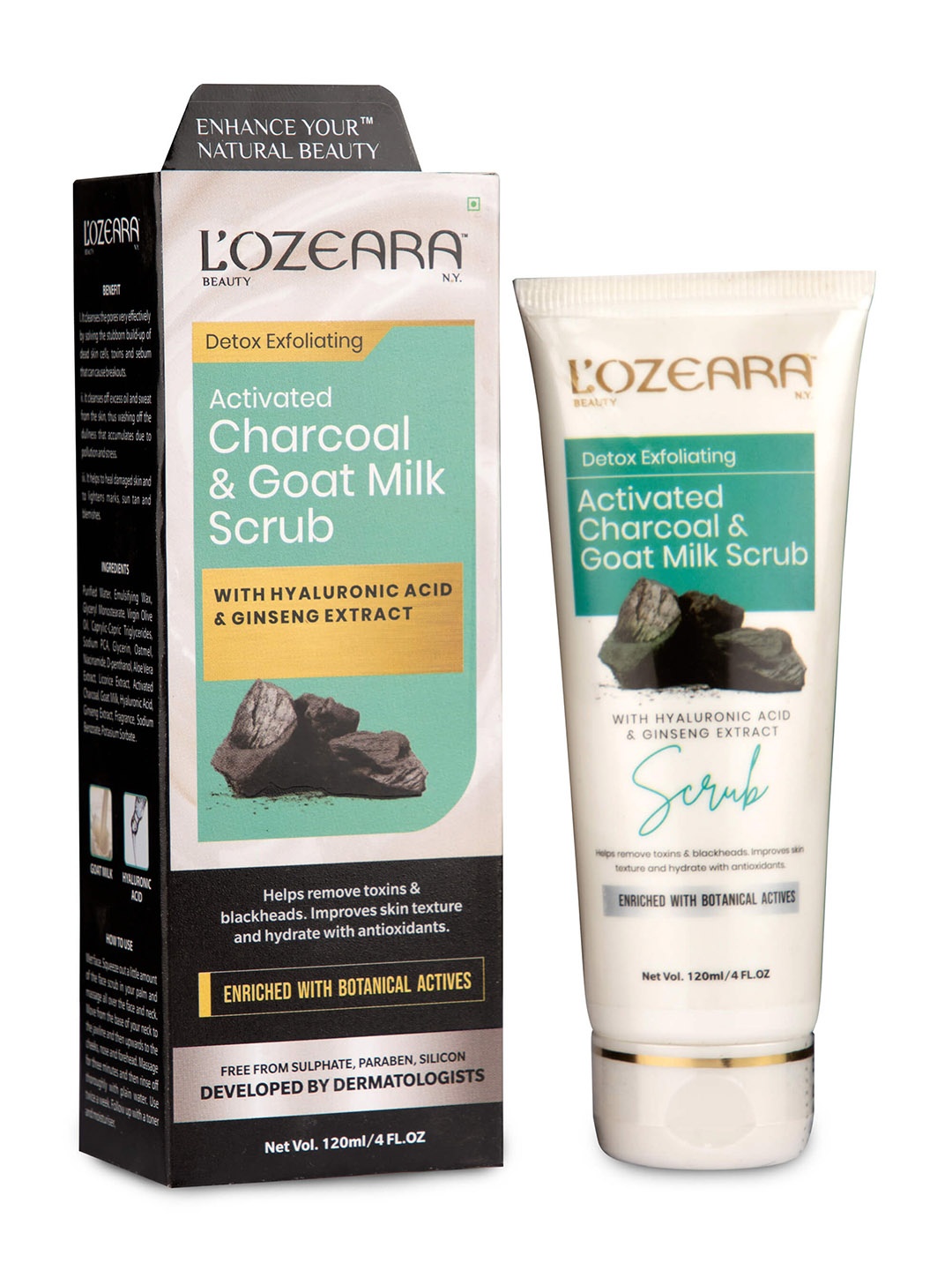 

LOZEARA BEAUTY N.Y Activated Charcoal and Goat Milk Face Scrub 120 ml, Black
