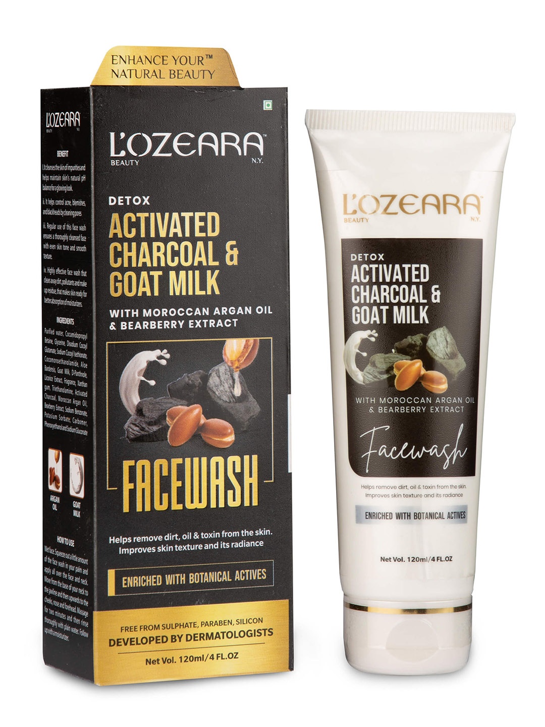 

LOZEARA BEAUTY N.Y Detox Activated Charcoal & Goat Milk Face Wash 120 ml, Black