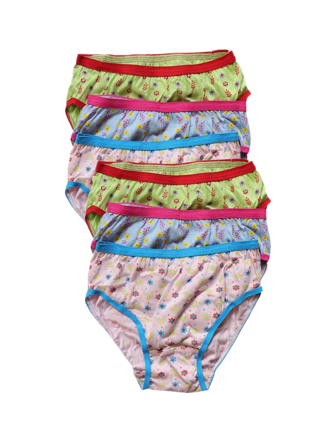 

Red Rose Girls Pack Of 6 Printed Cotton Basic Briefs BABY55PO6, Multi