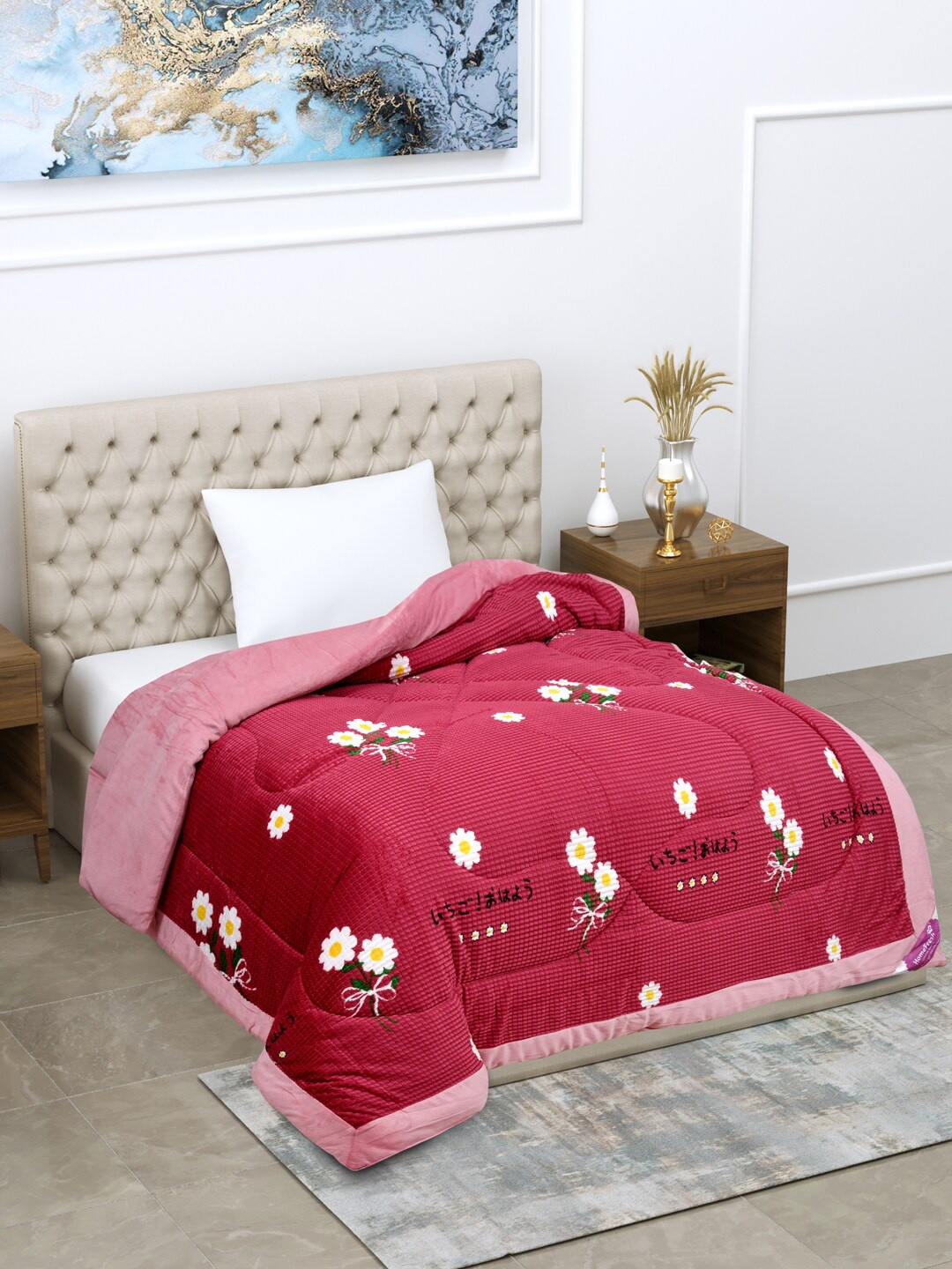 

Home Fresh Maroon & White Floral Heavy Winter Single Bed Comforter