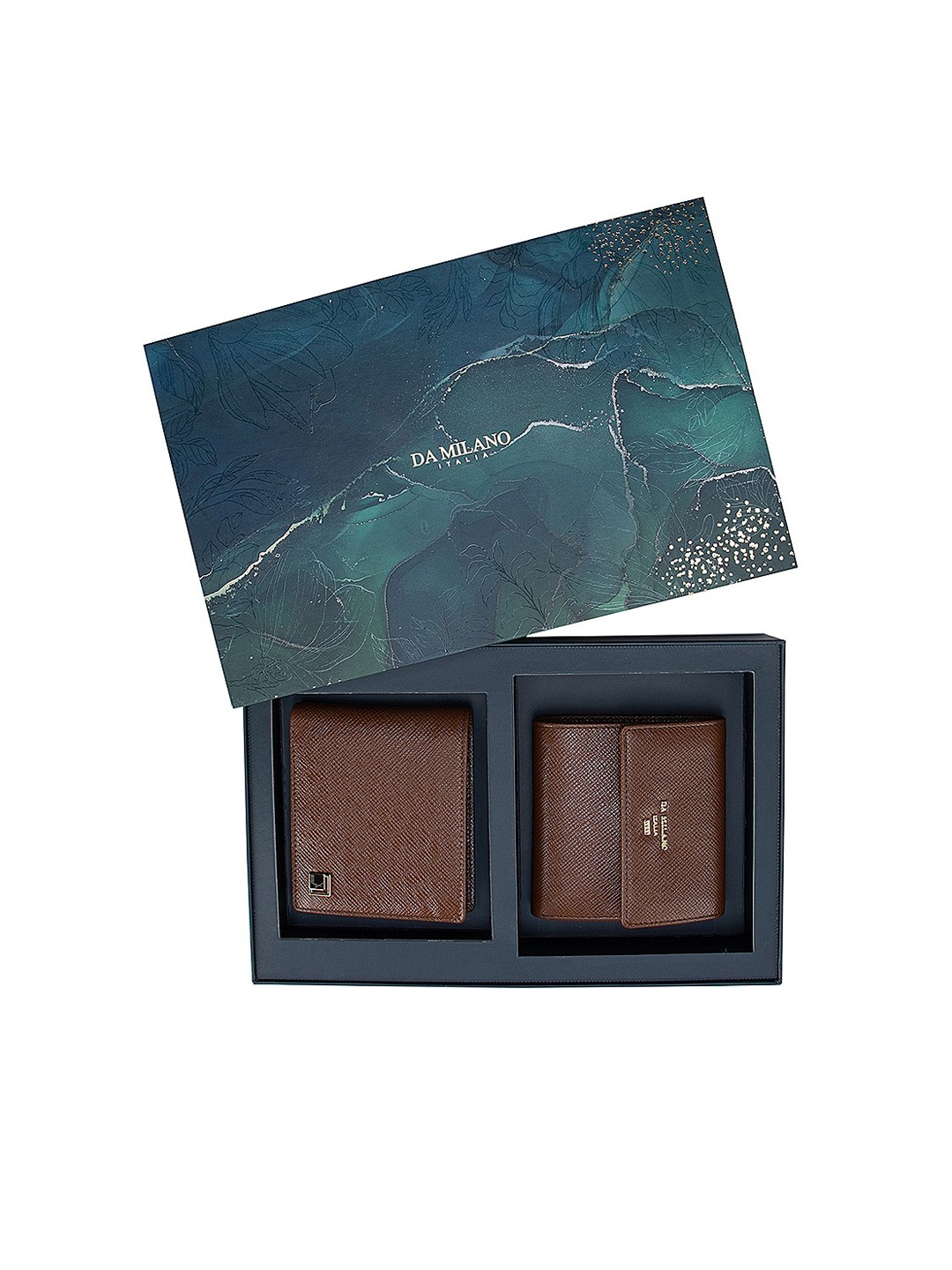 

Da Milano His & Her Brown Textured Leather Wallet Gift Set
