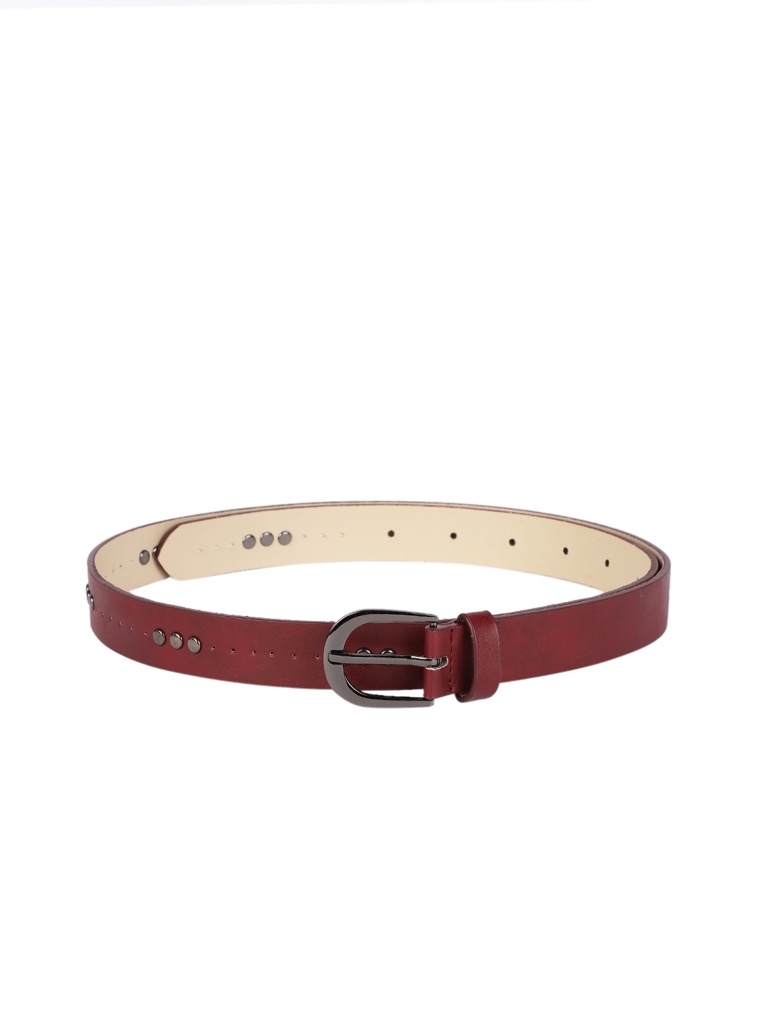 

The Roadster Lifestyle Co Women Burgundy Solid Studded Belt