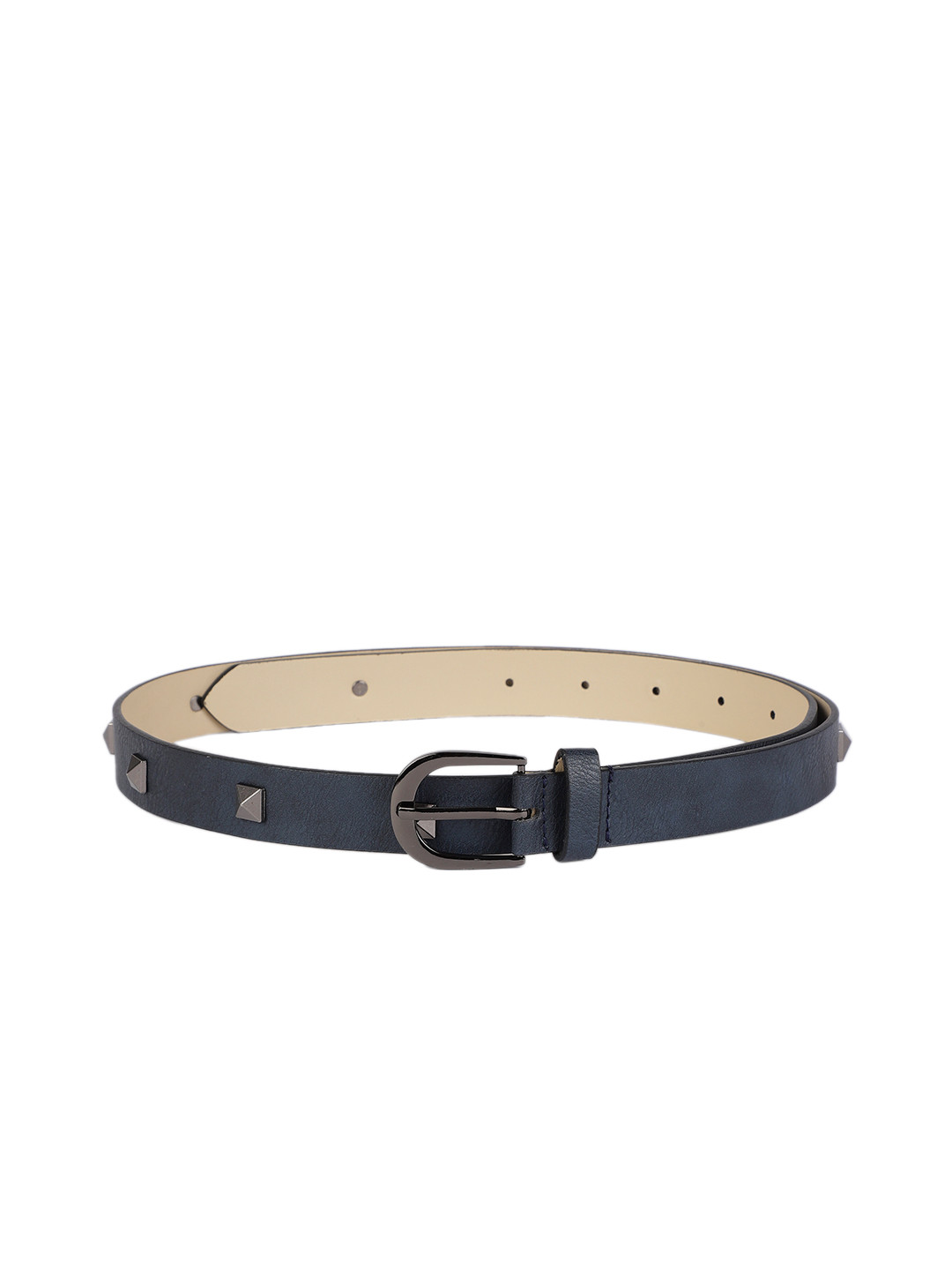 

The Roadster Lifestyle Co Women Navy Blue Solid Studded Belt