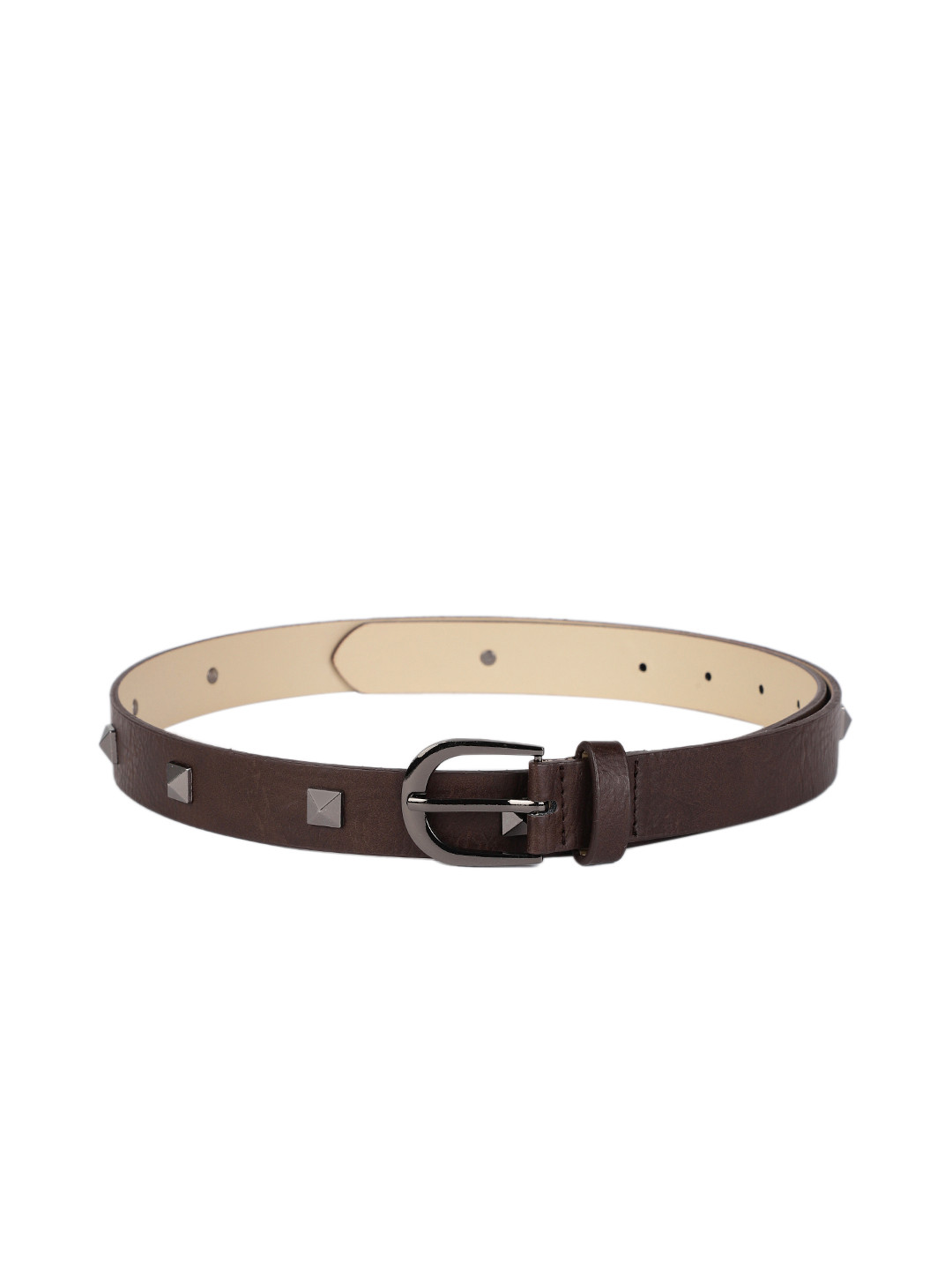

The Roadster Lifestyle Co Women Brown Solid Studded Belt